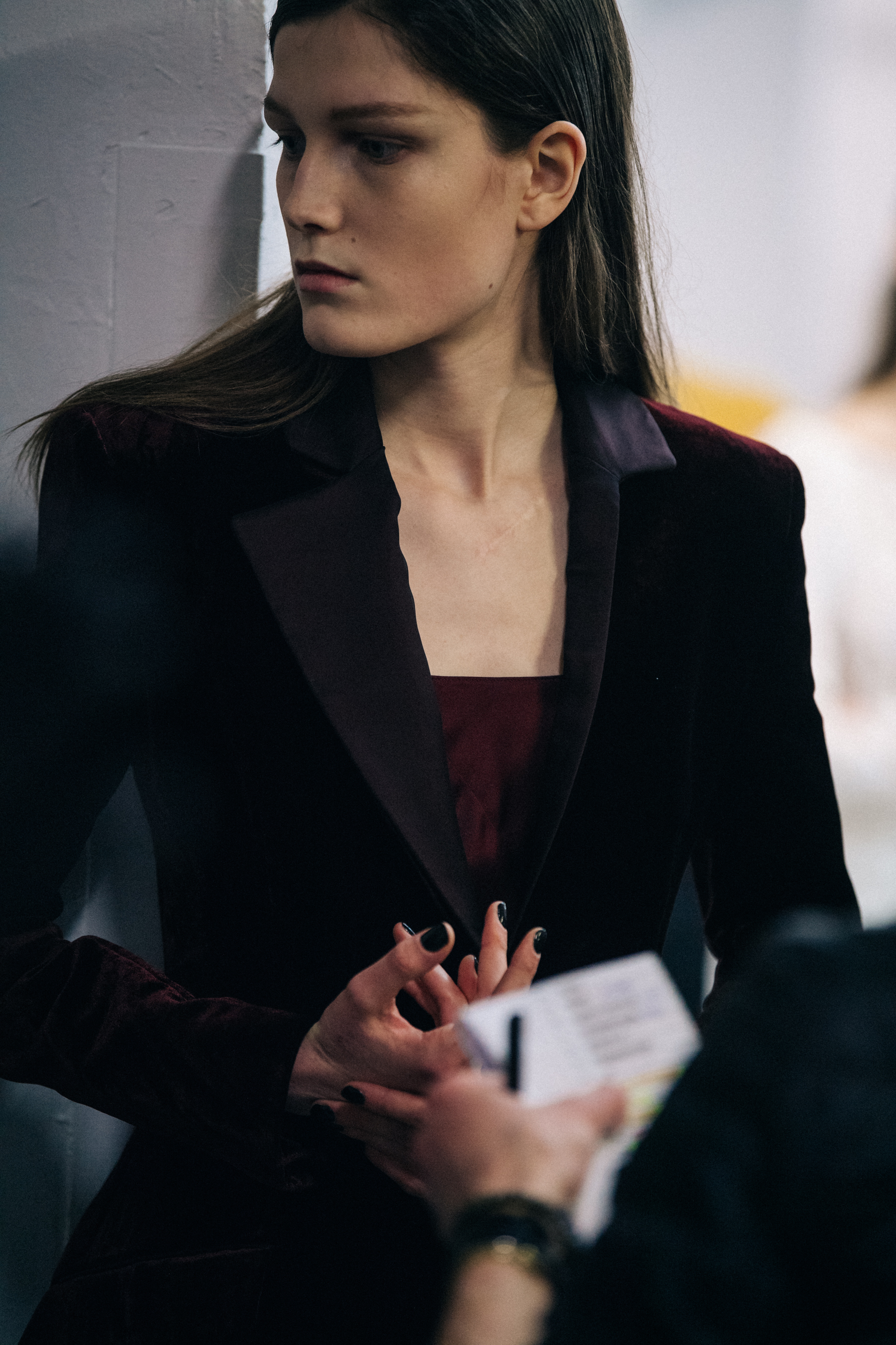 Tessa Bruinsma backstage at Olivier Theyskens