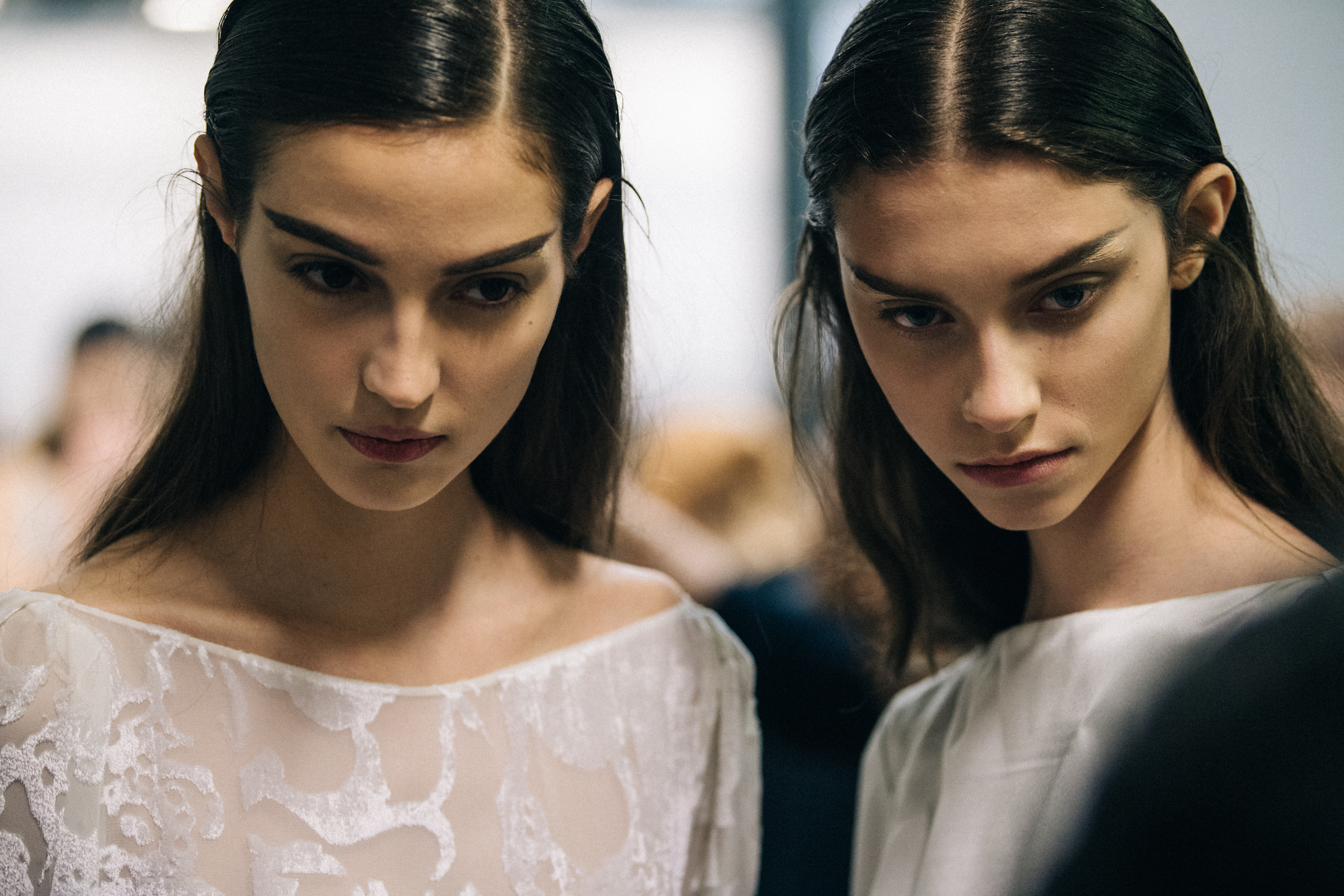 Camille Hurel backstage at Olivier Theyskens