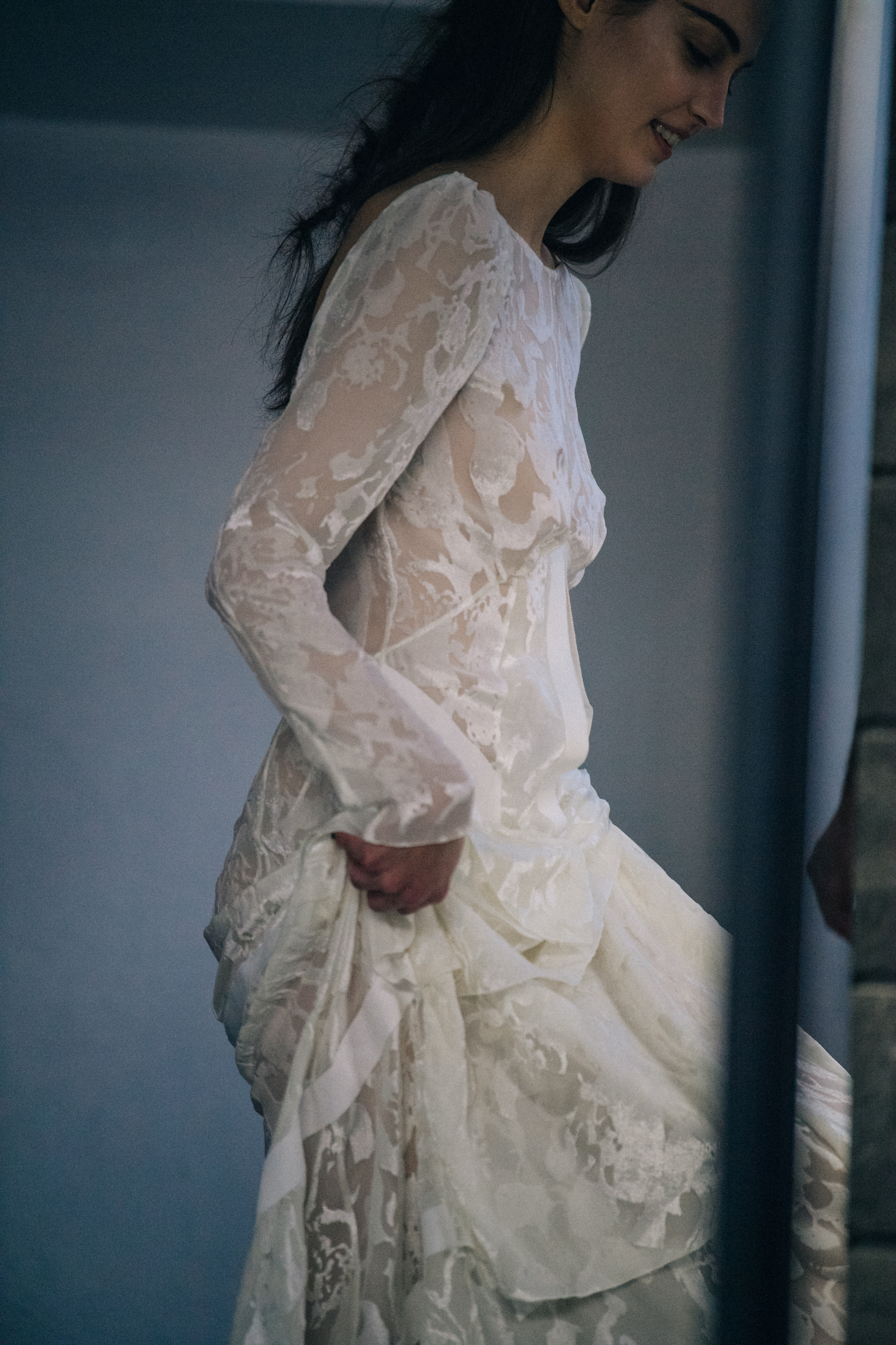Camille Hurel backstage at Olivier Theyskens