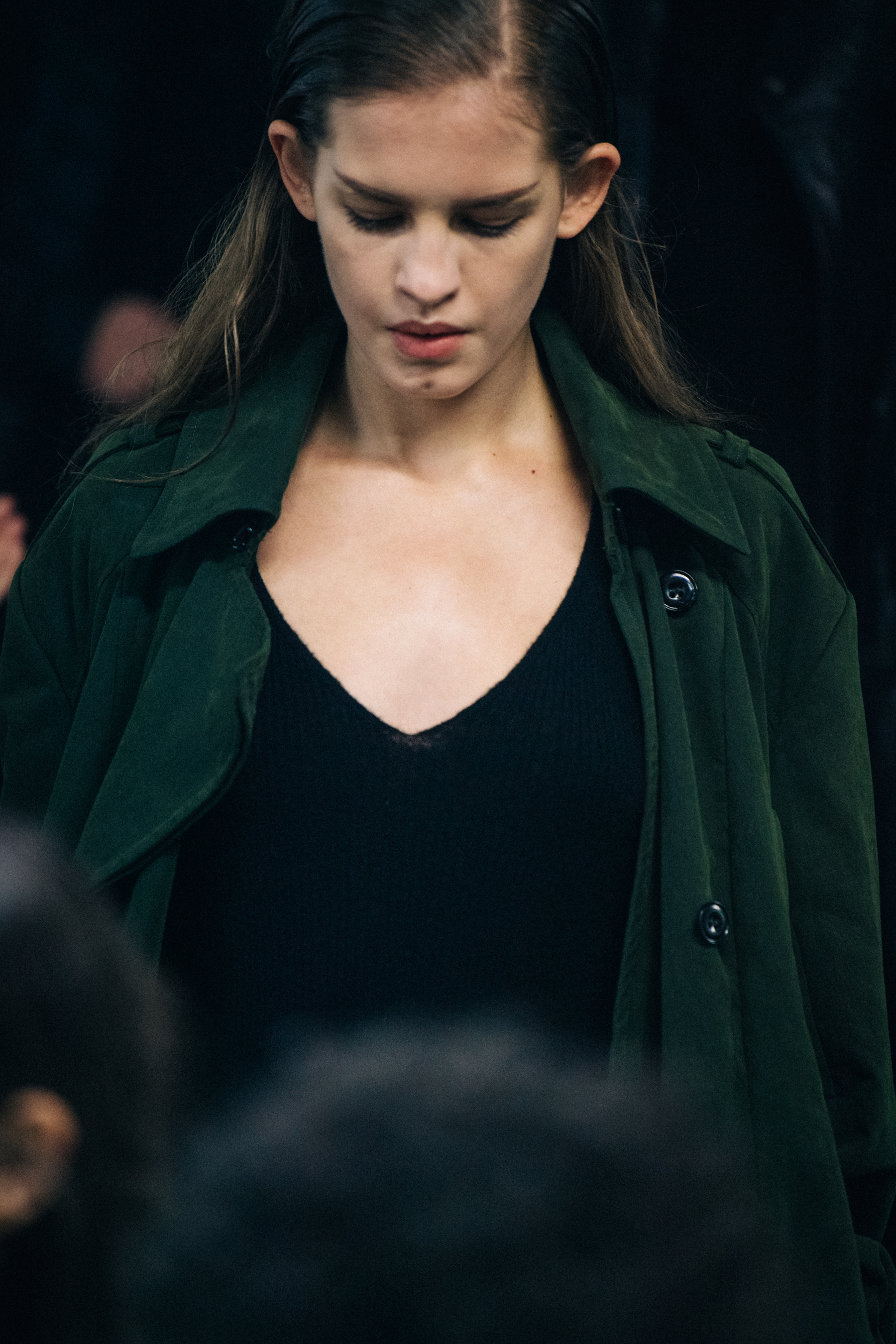 Ansolet Rossouw backstage at Olivier Theyskens