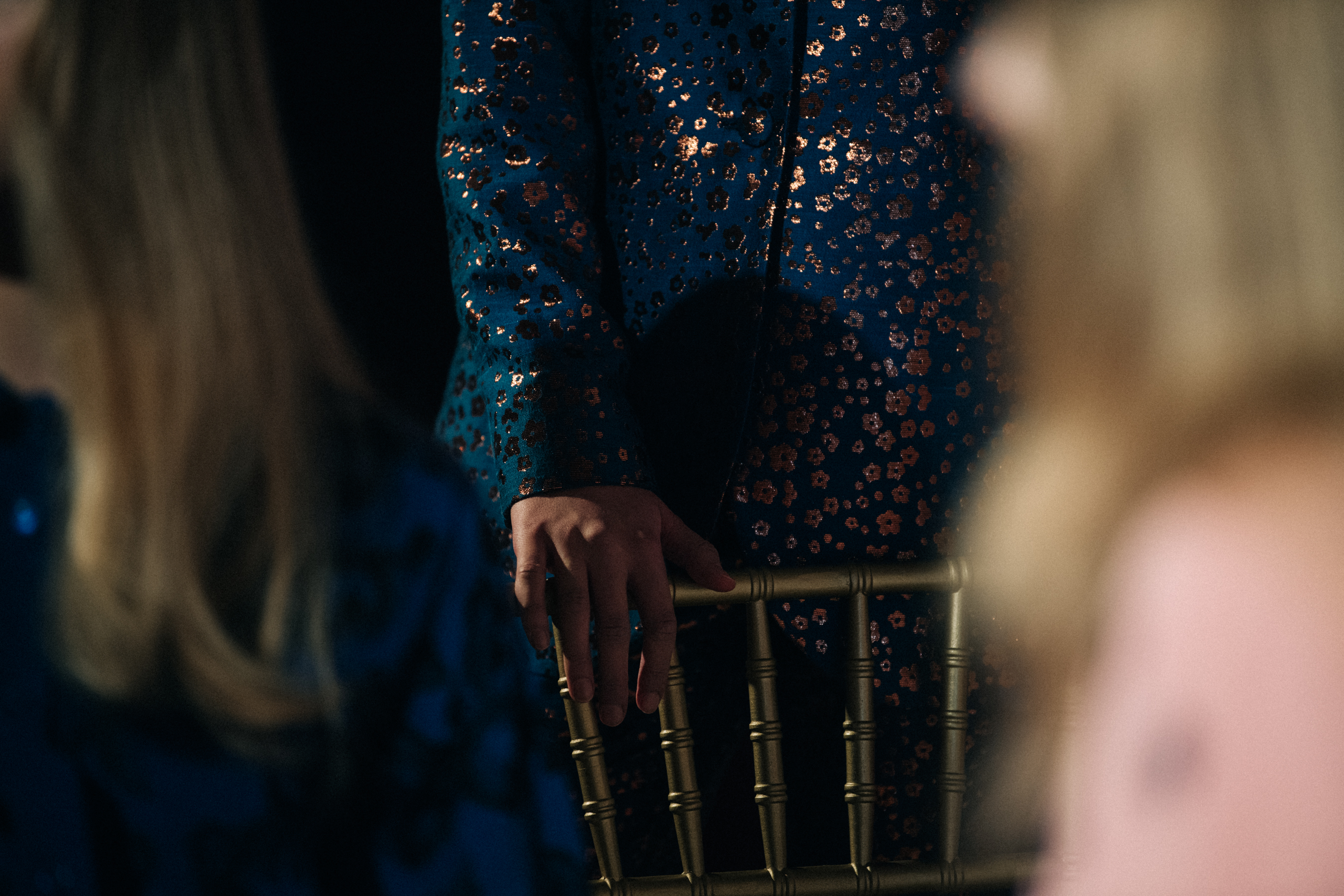Model wearing blue Stine Goya outfit