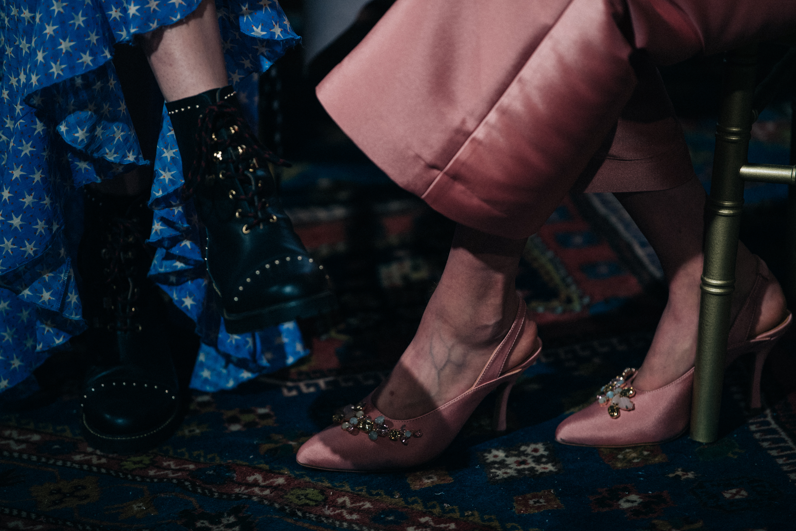 Models wearing pink and blue