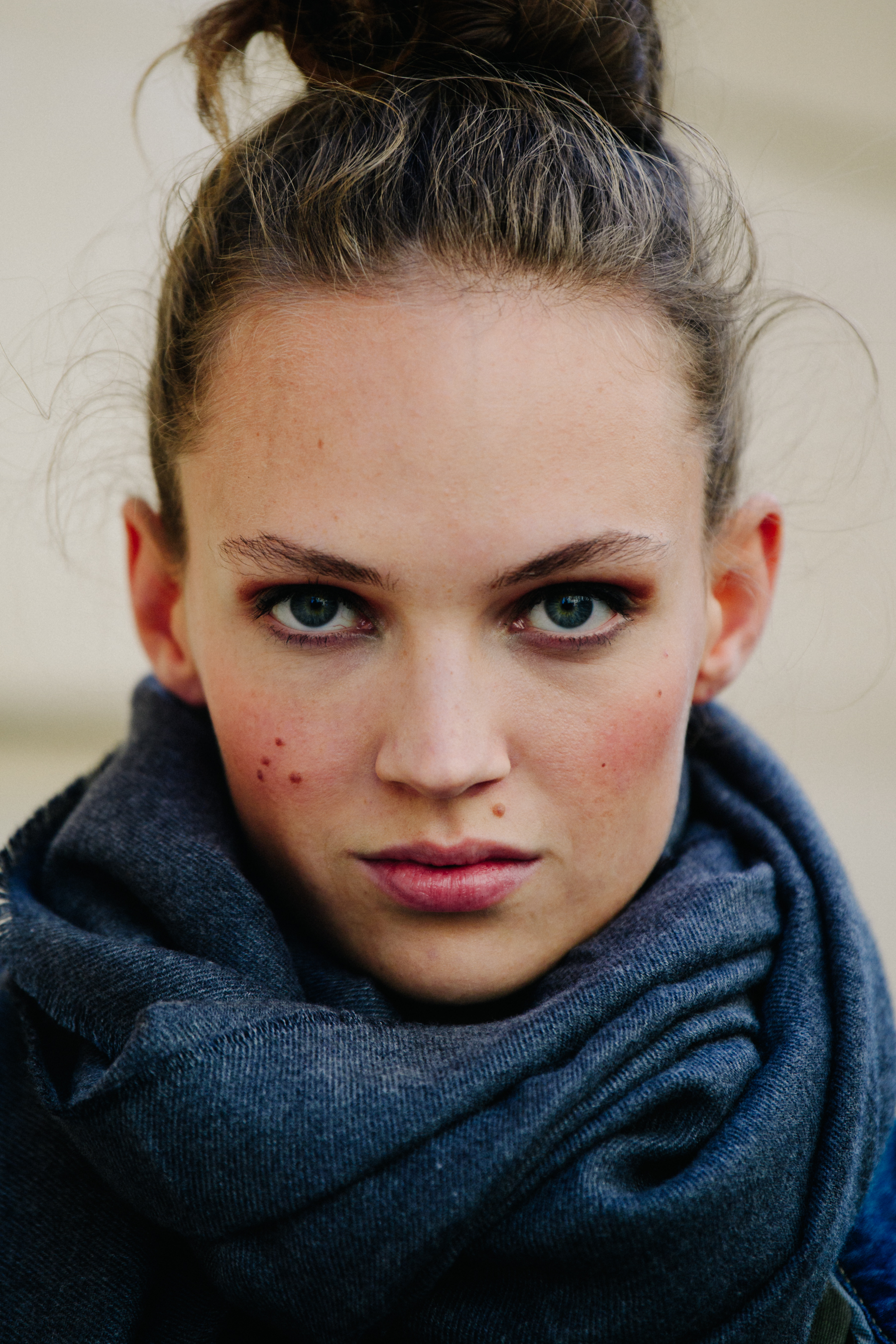 Portrait of German model with blue eyes