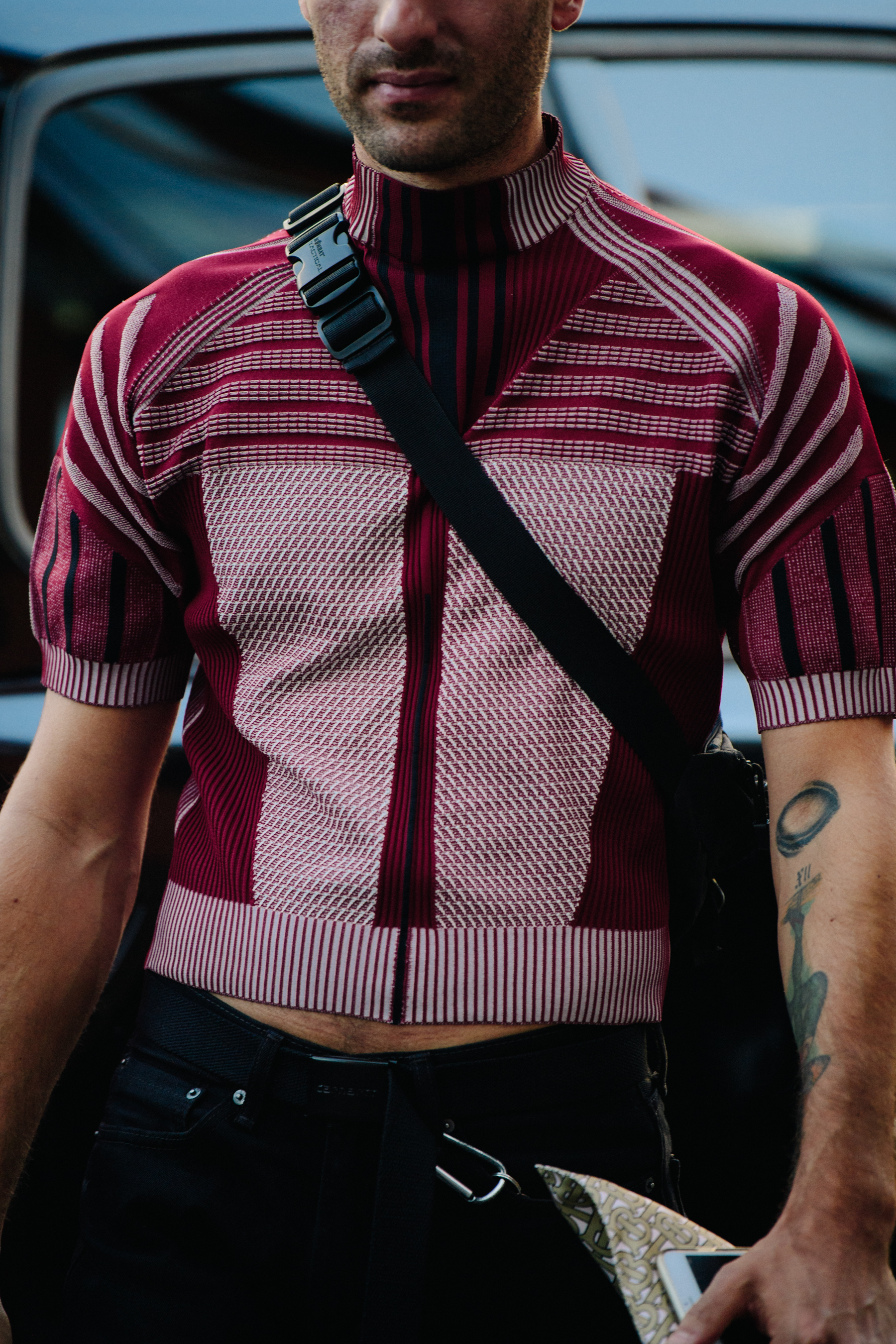 Man wearing red shirt
