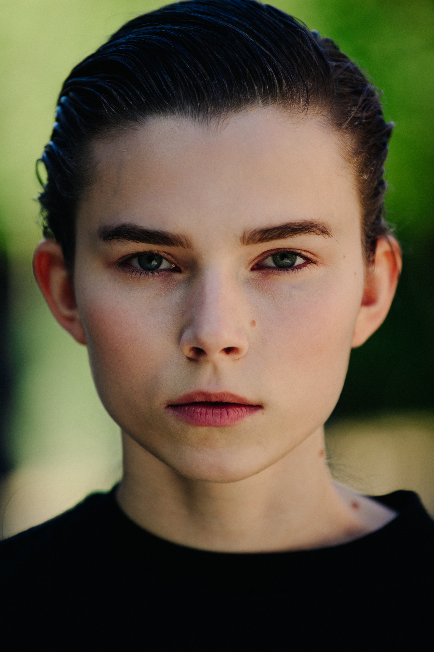 Portrait of model with green eyes
