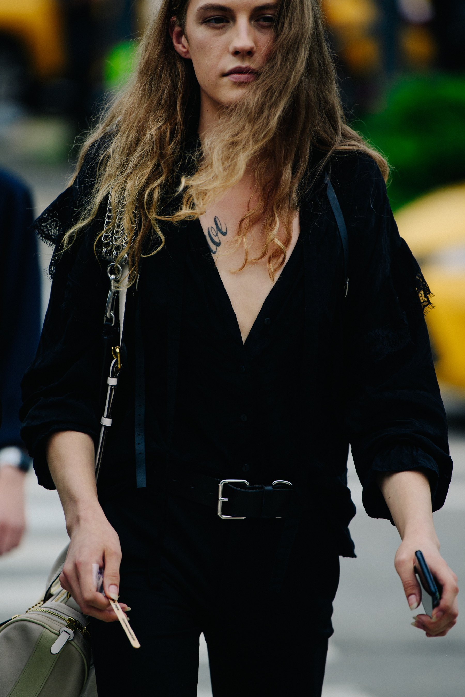 Woman wearing black outfit
