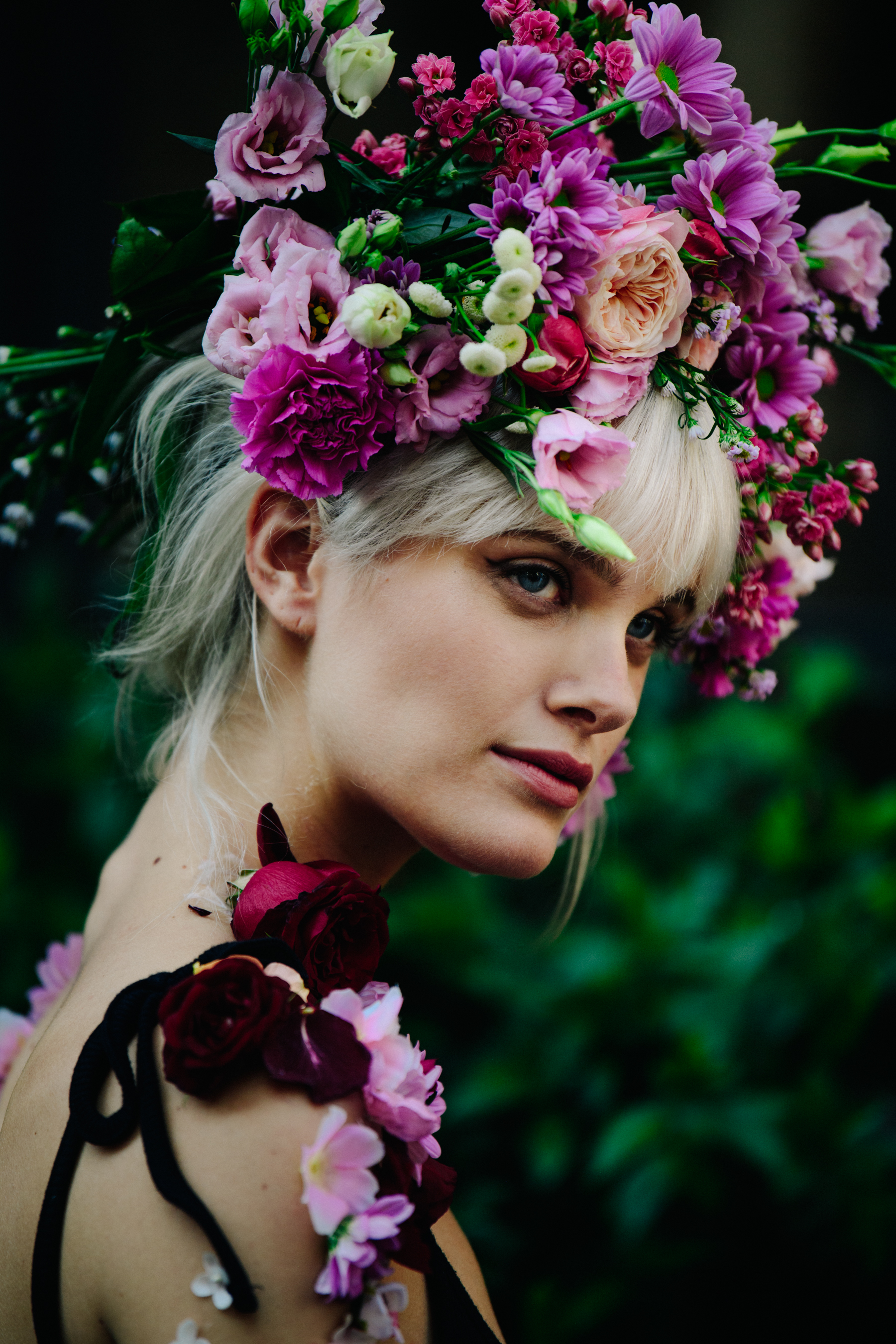 Model with flowers in hair