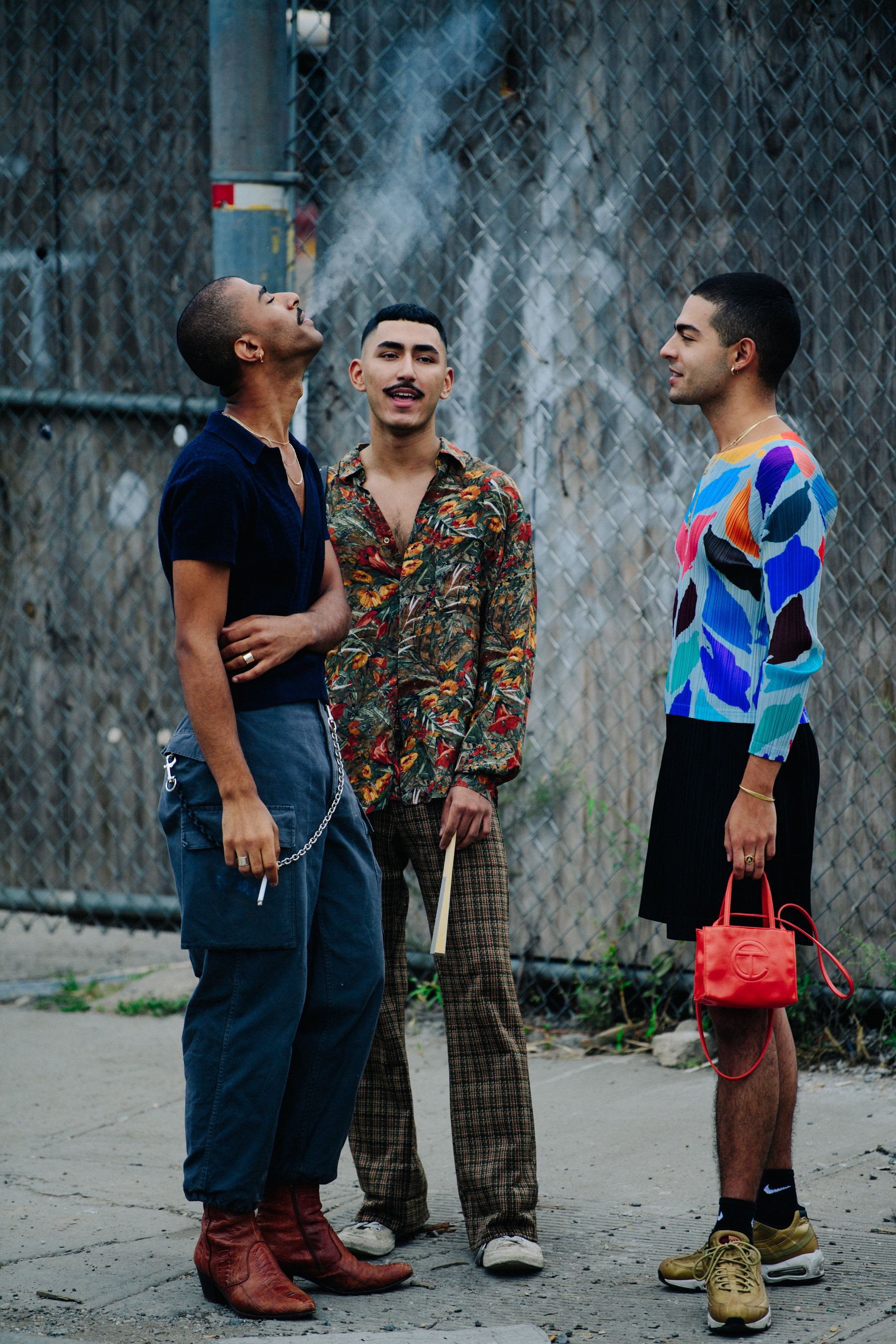 Three men smoking