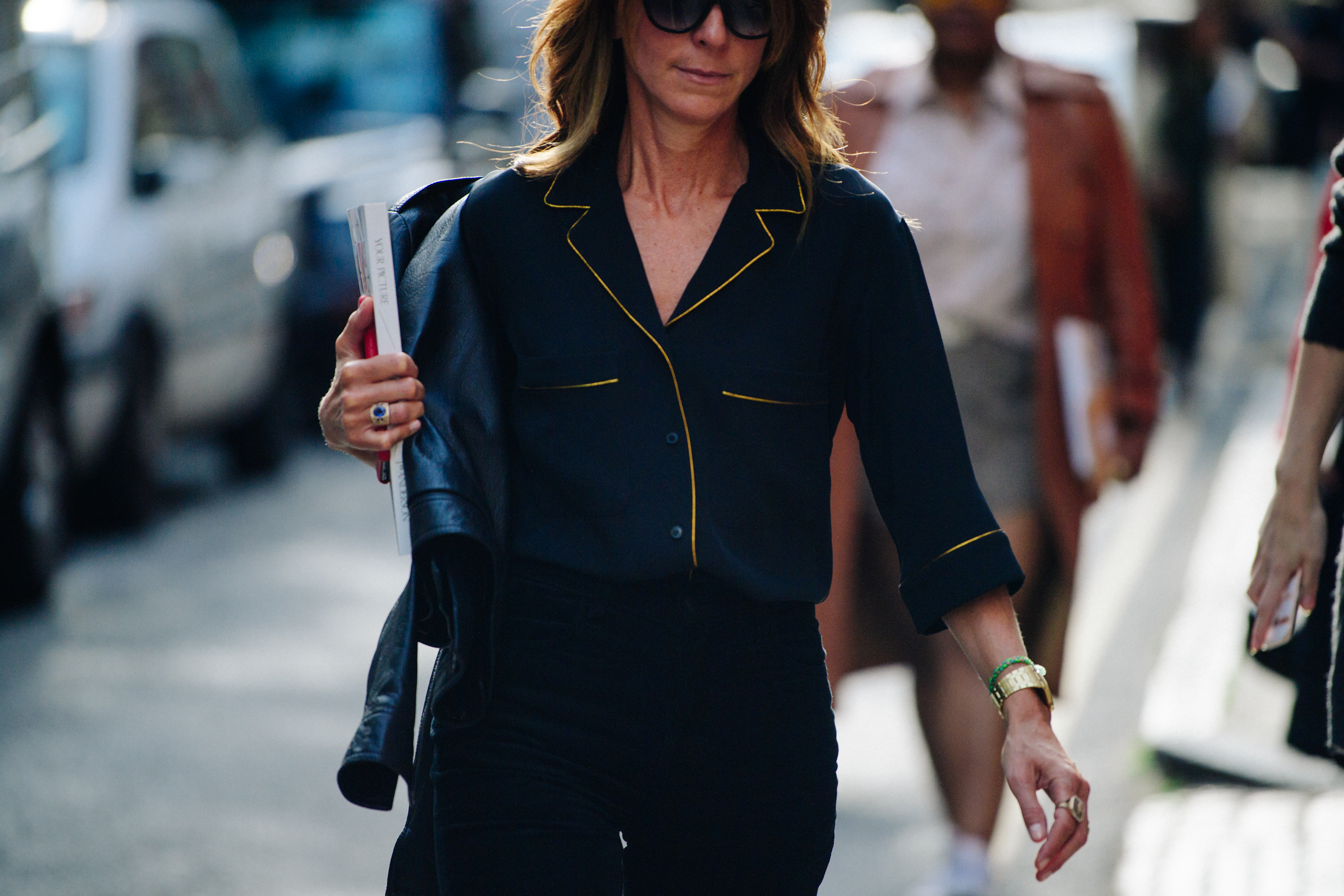 Woman wearing blue suit