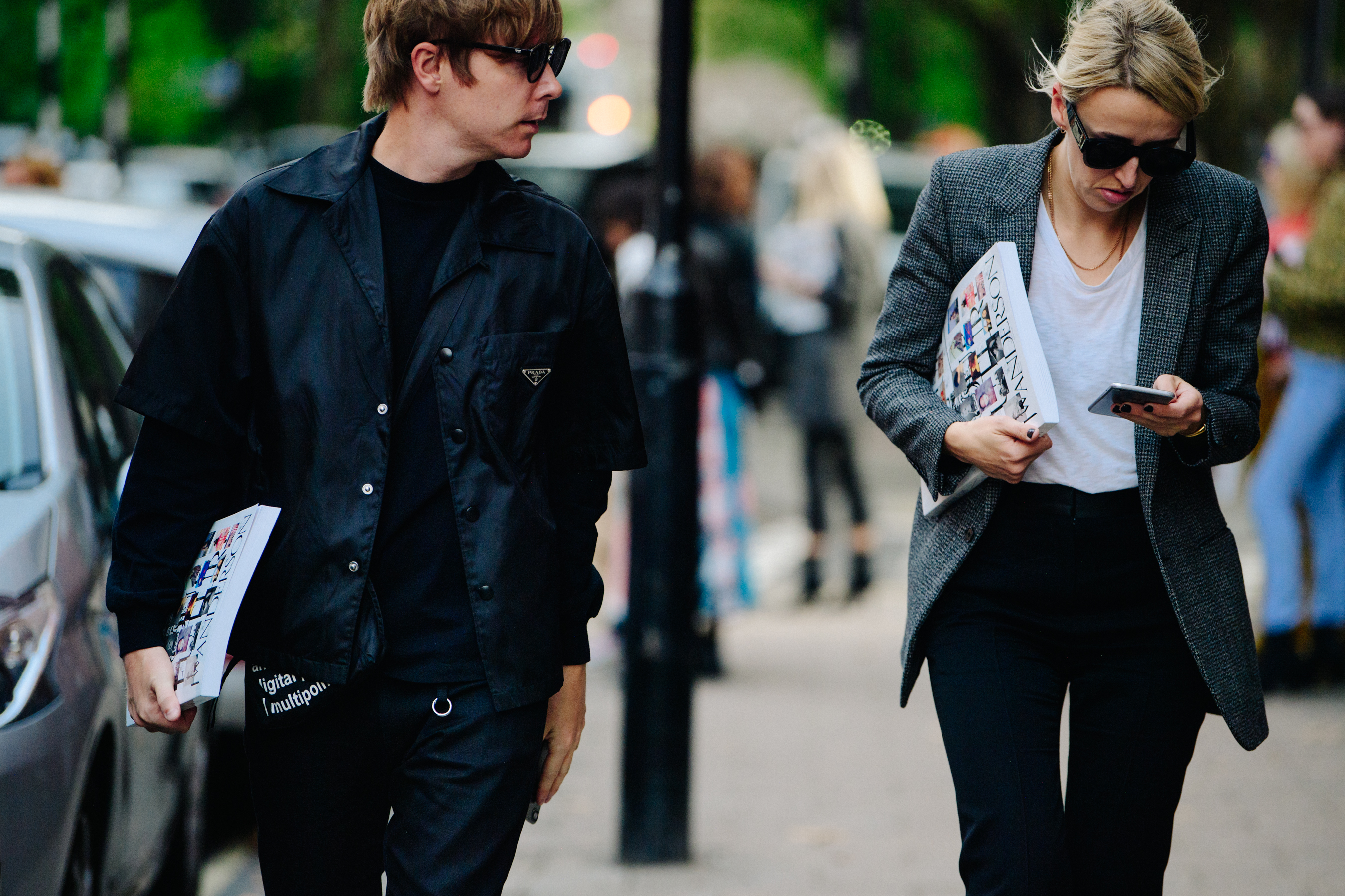 Couple wearing dark outfits