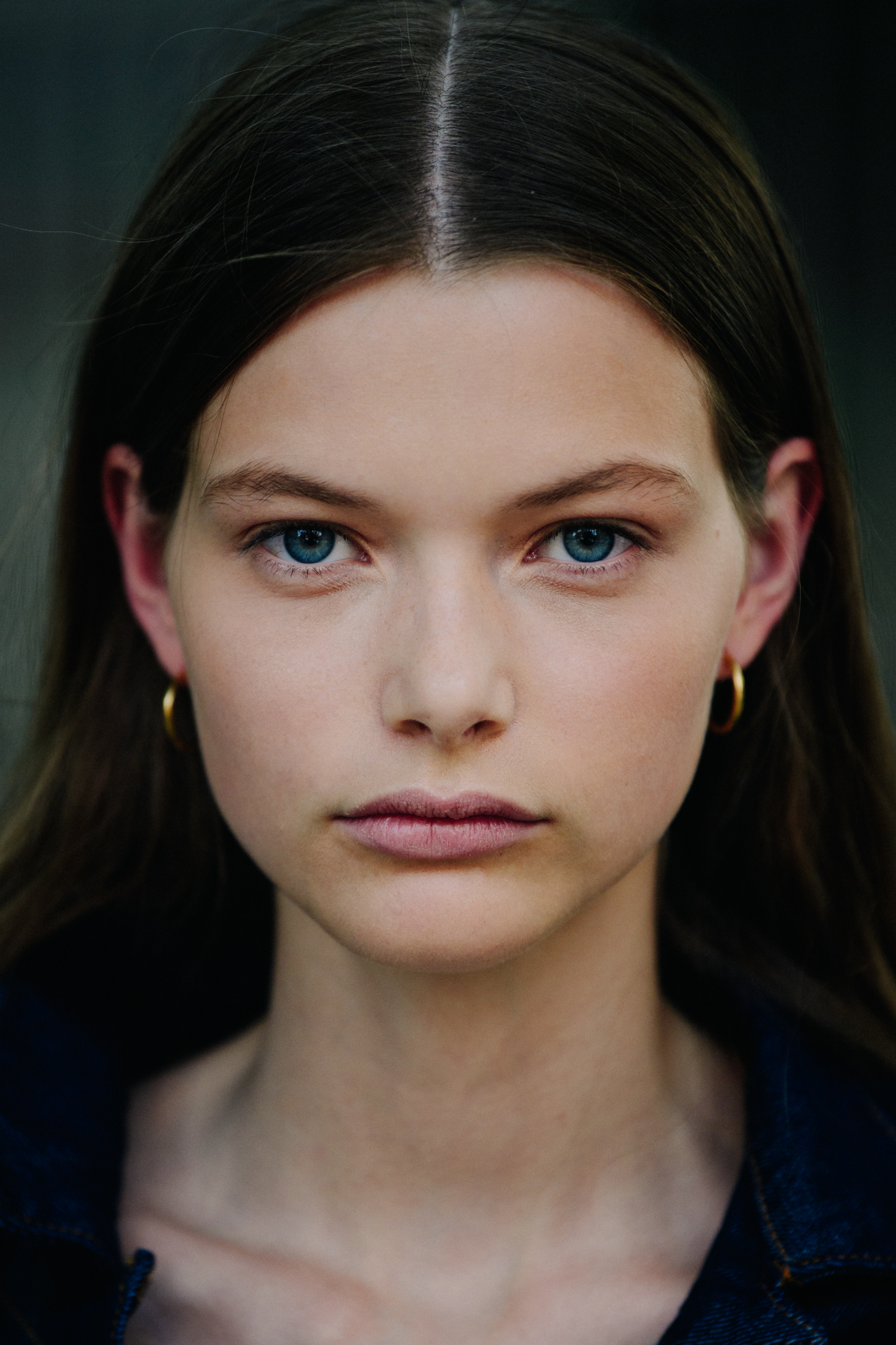 Portrait of model with blue eyes