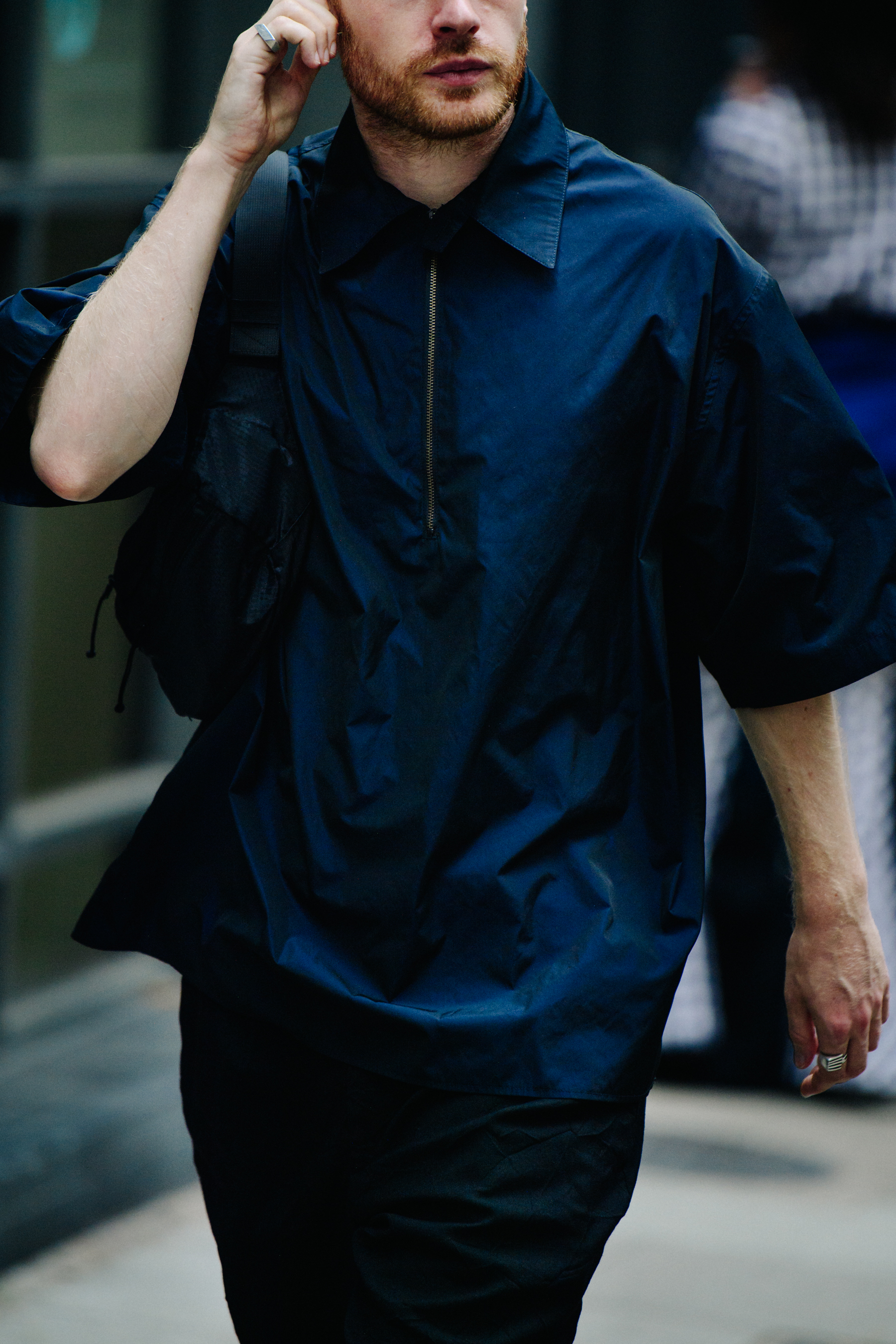 Man wearing blue shirt