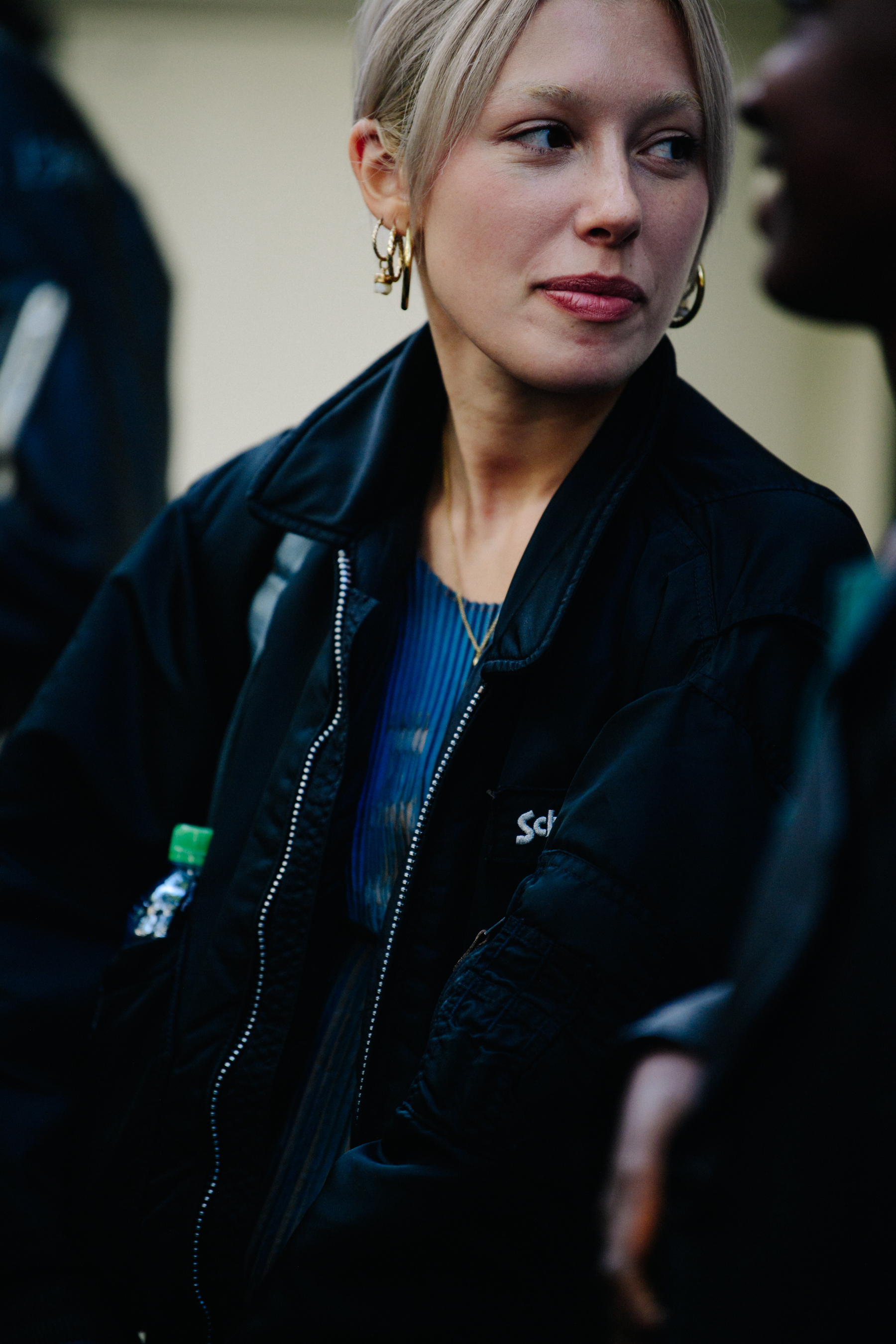 Woman wearing Schott jacket