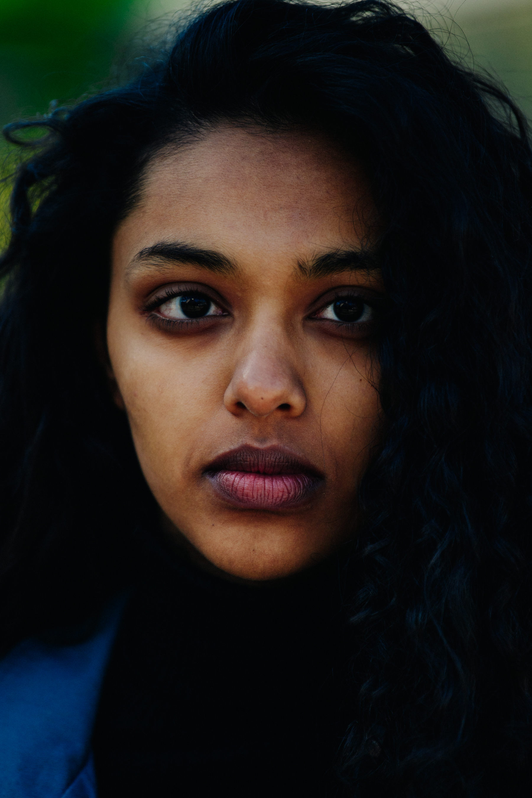Portrait of model with dark hair