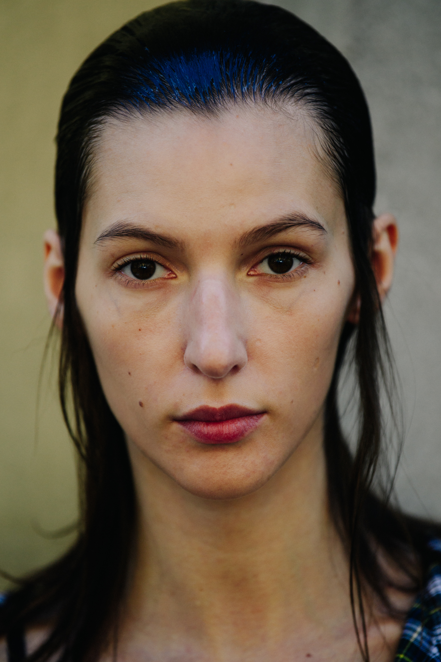 Portrait of model with slick hair