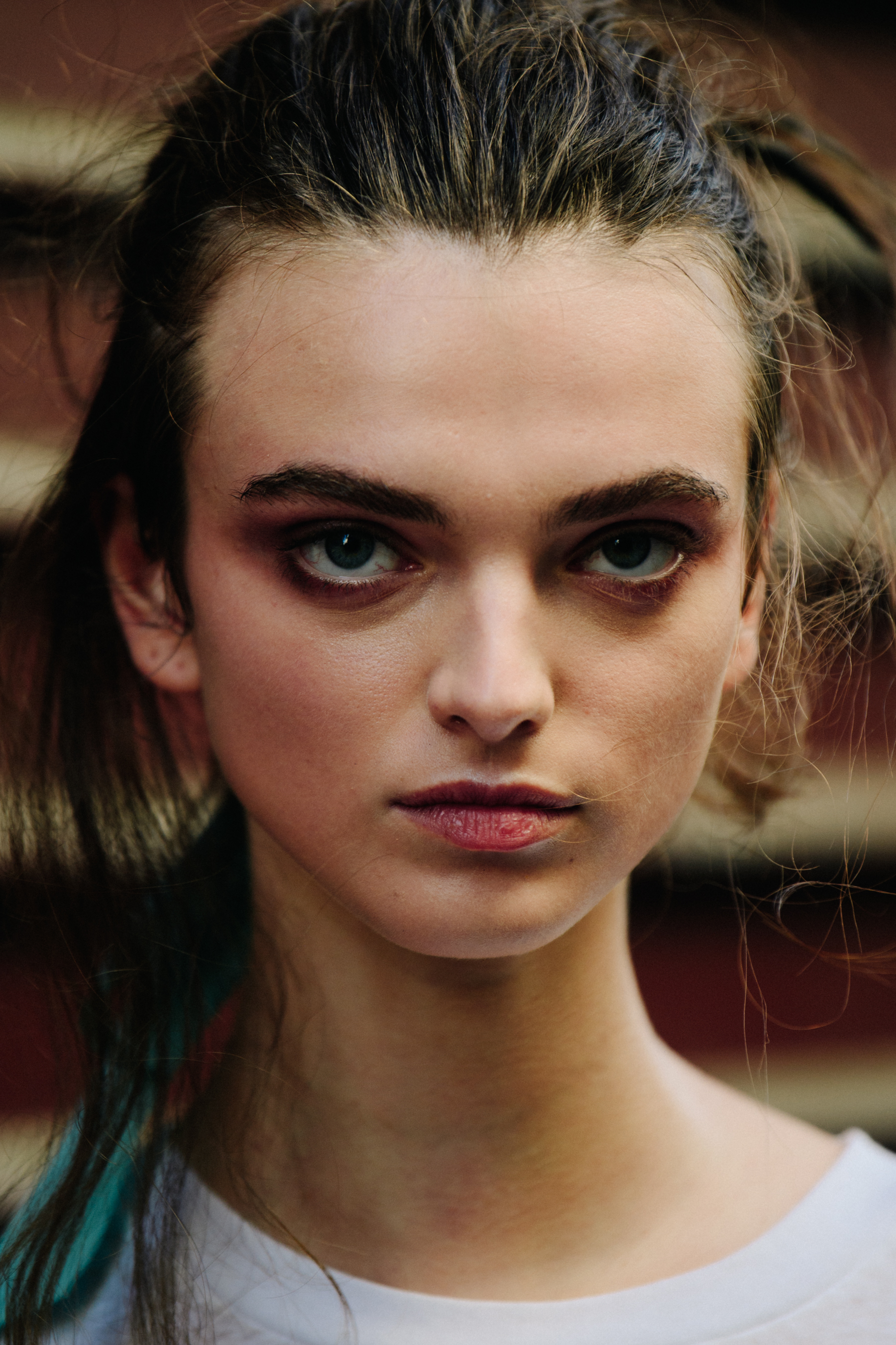 Portrait of model with messy hair