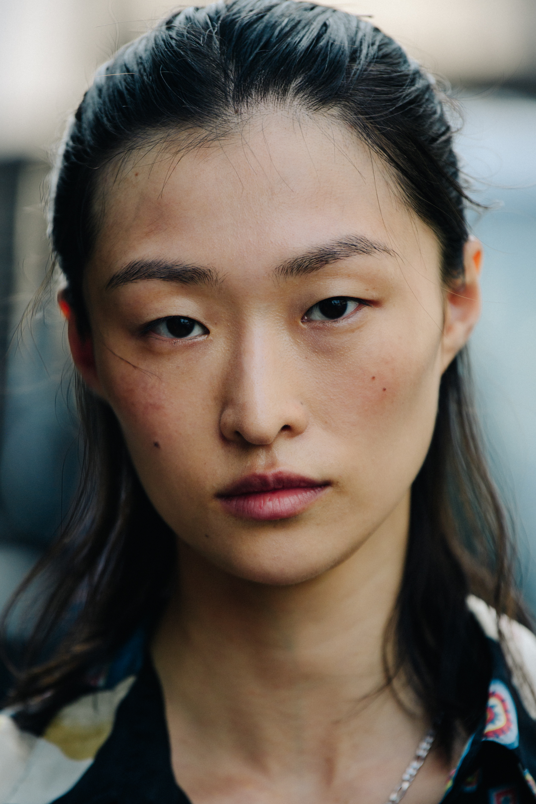 Portrait of Asian model with black hair