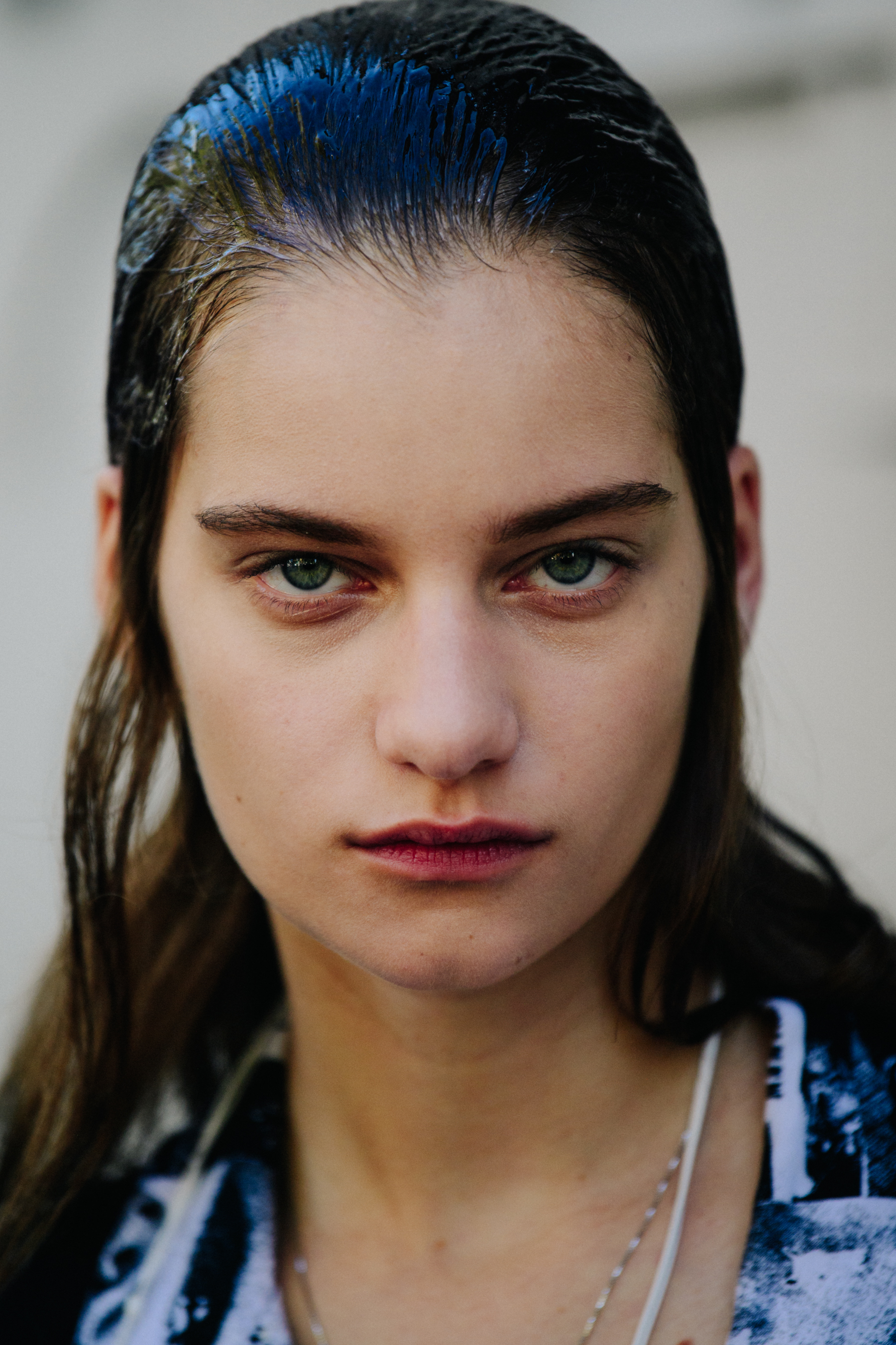Portrait of model with slick hair