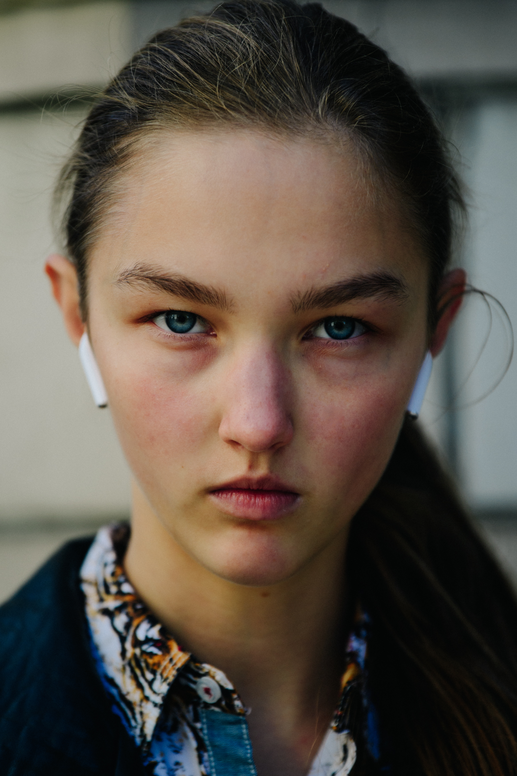 Portrait of Russian model with blue eyes