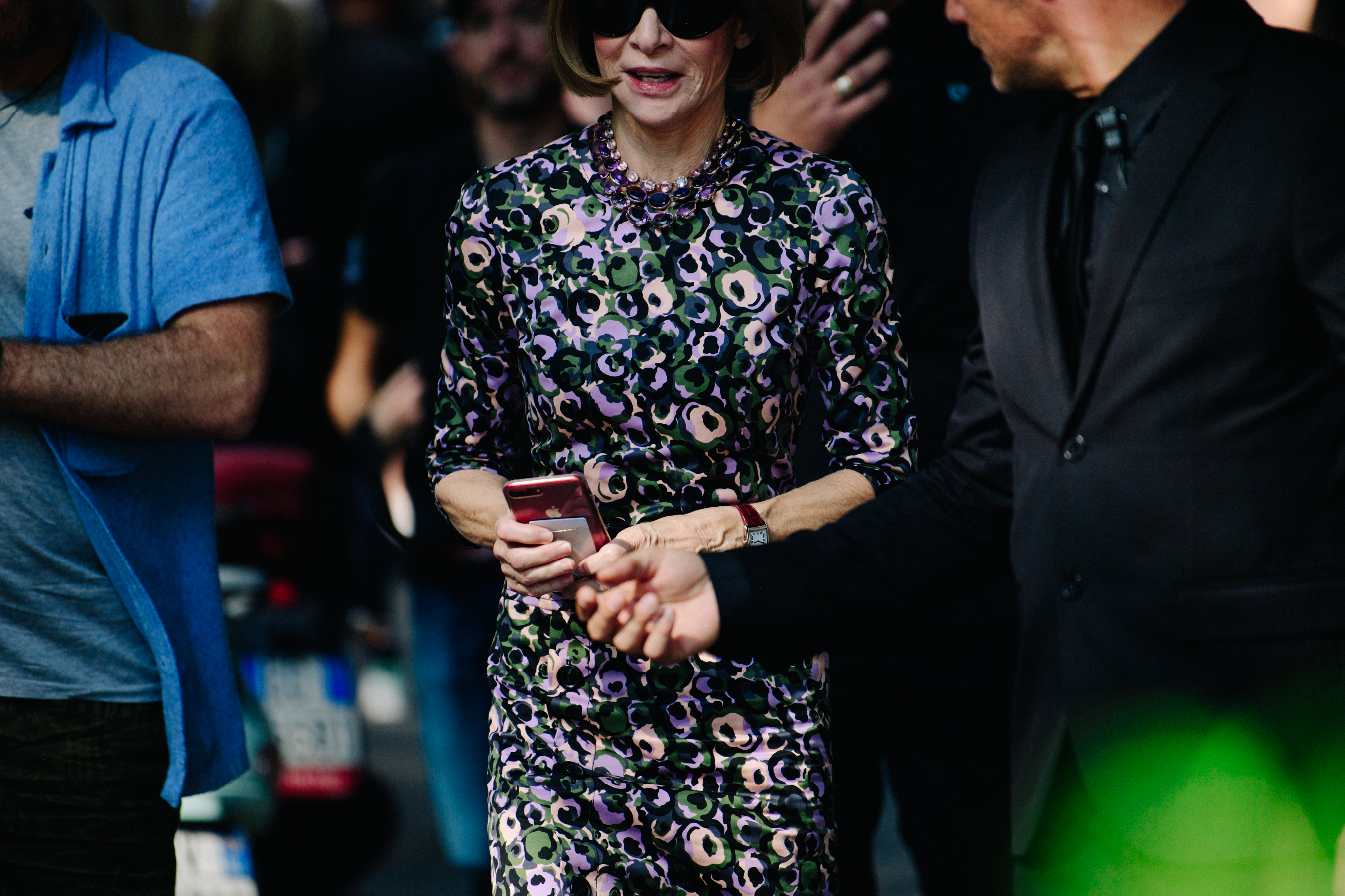 Editor wearing floral dress