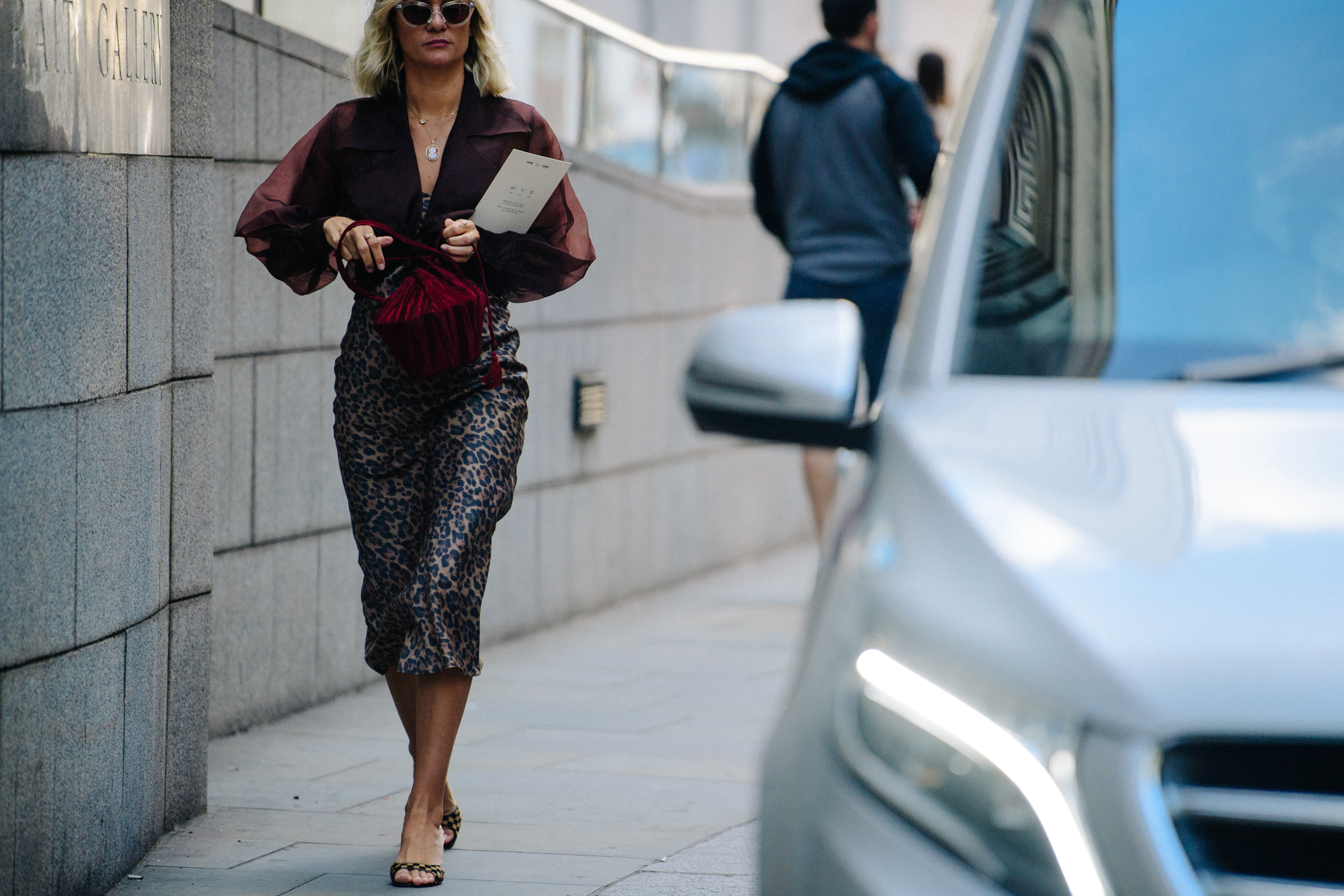 Woman wearing animal print skirt