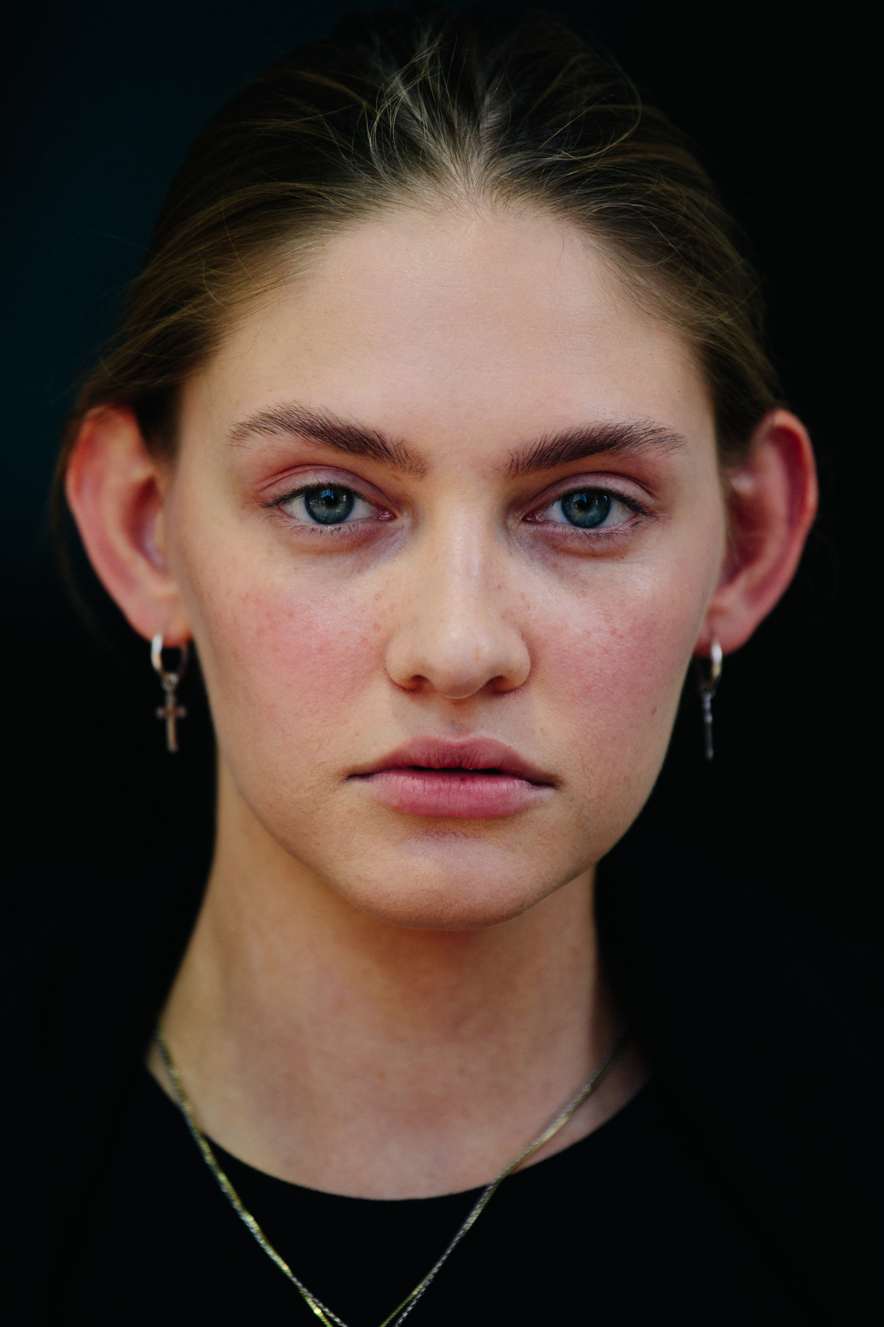 Portrait of model with blue eyes