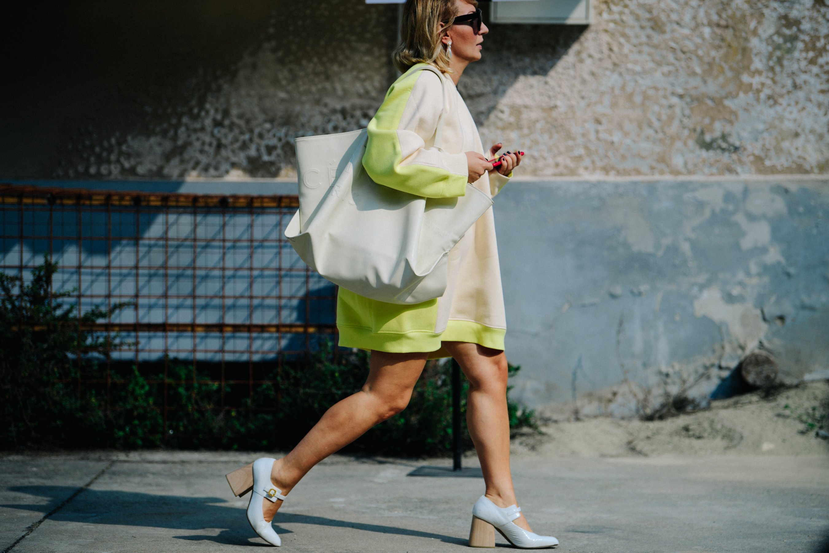 Woman wearing green jumper