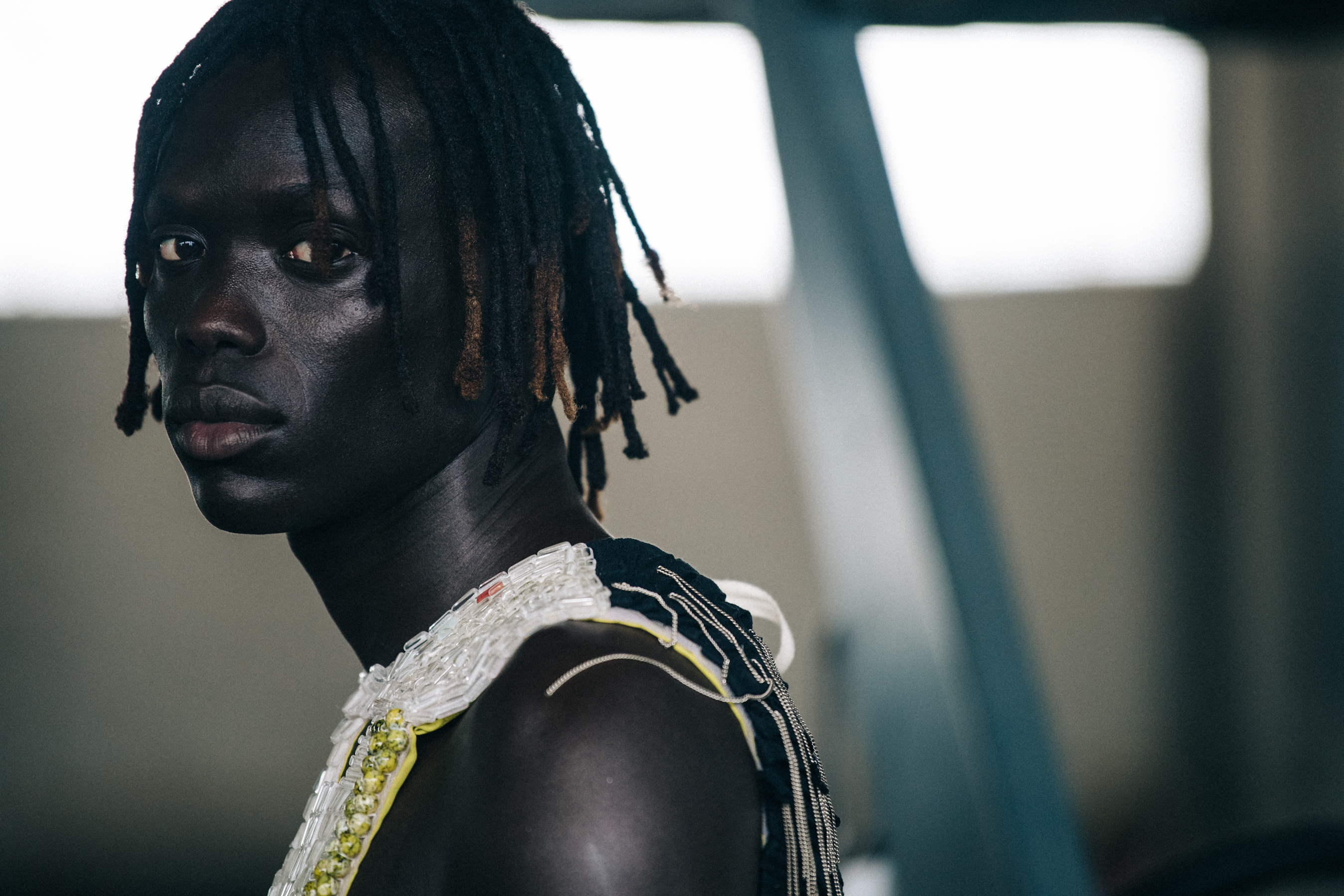 Prince backstage at Eckhaus Latta