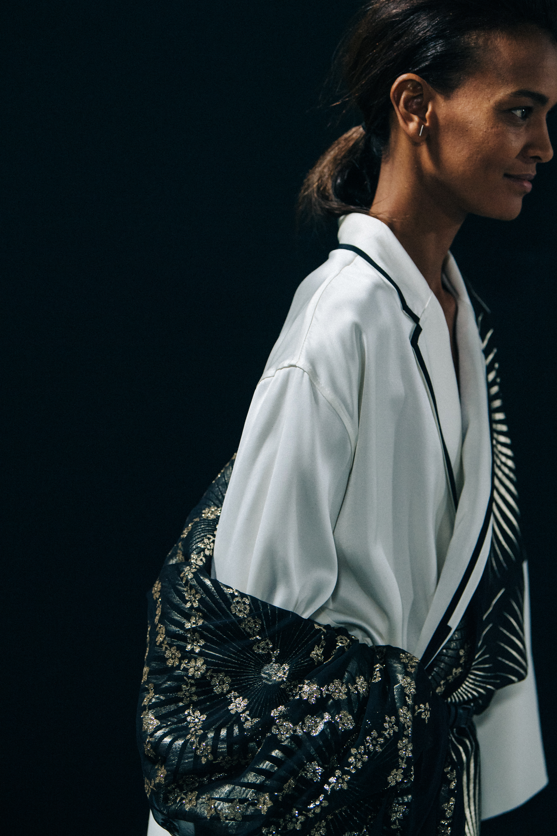 Liya Kebede backstage at Haider Ackermann