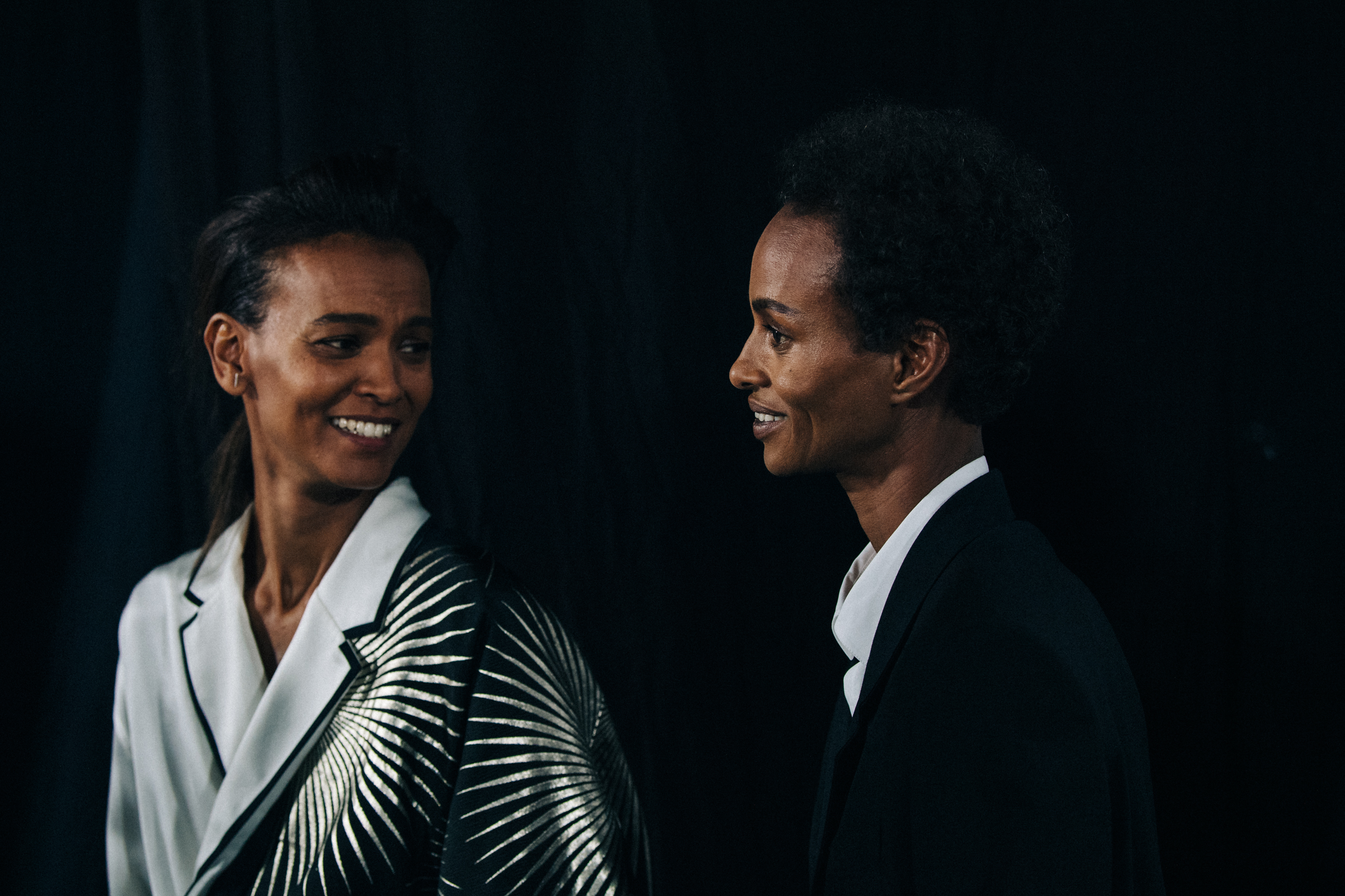 Liya Kebede backstage at Haider Ackermann