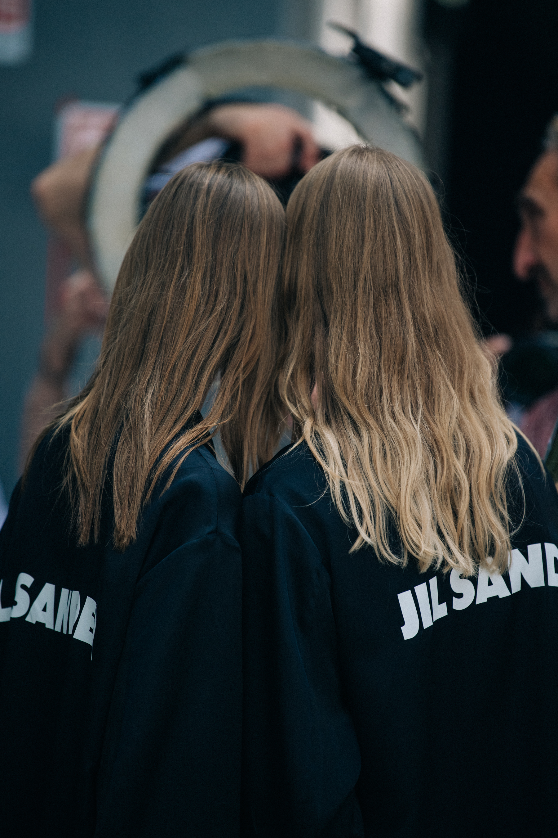 Sara Eirud backstage at Jil Sander