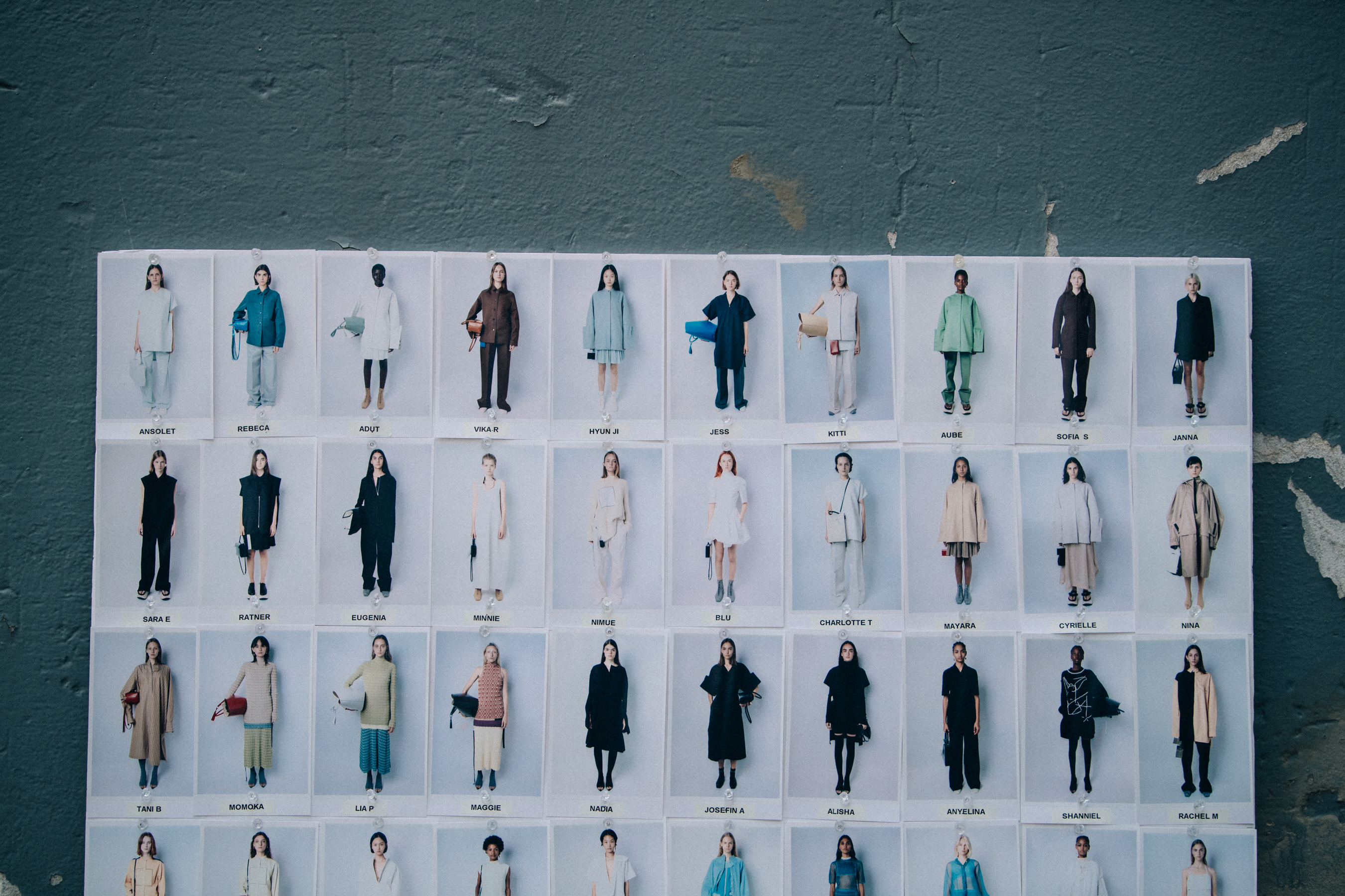 Model board backstage at Jil Sander