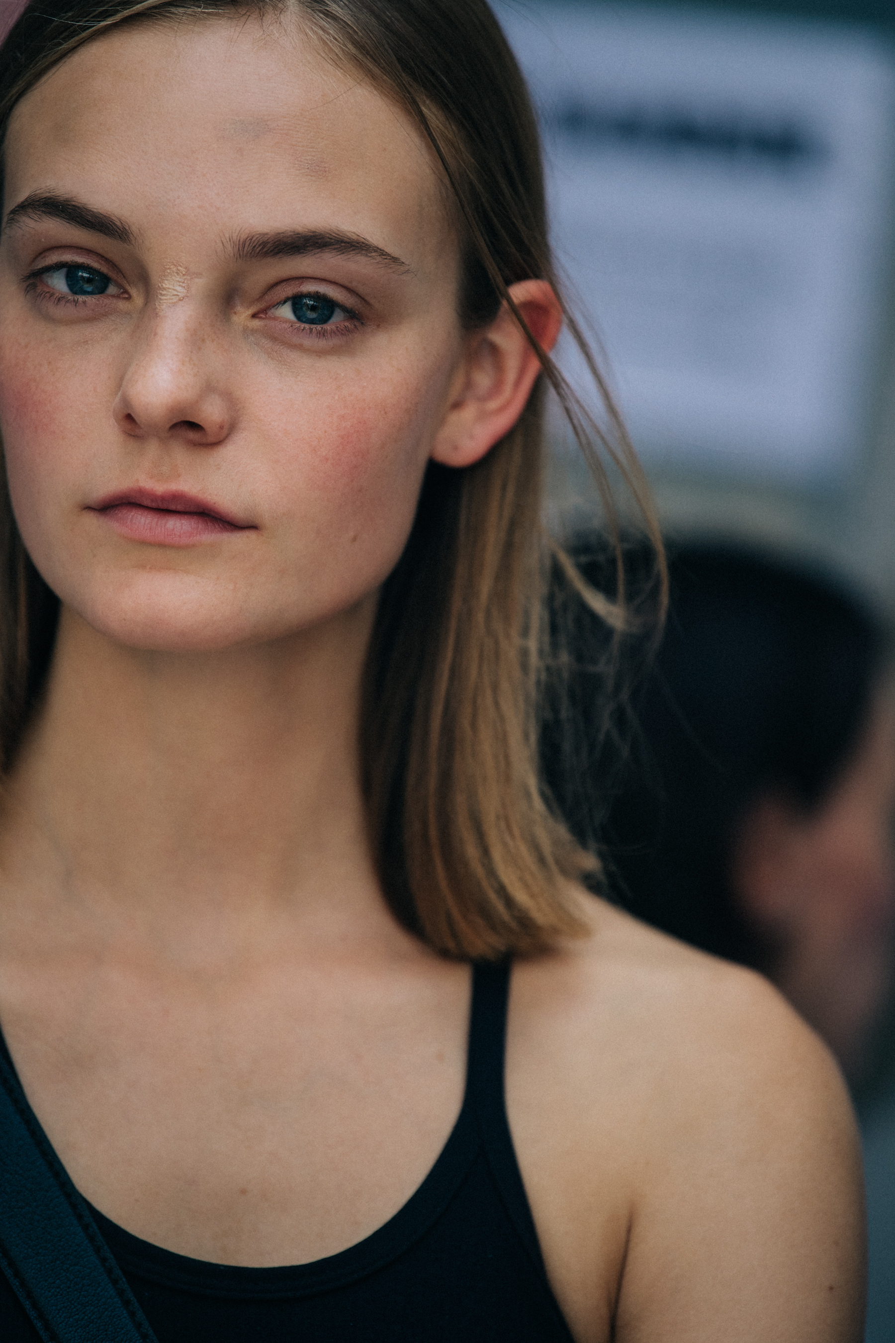 Nimue Smit backstage at Jil Sander
