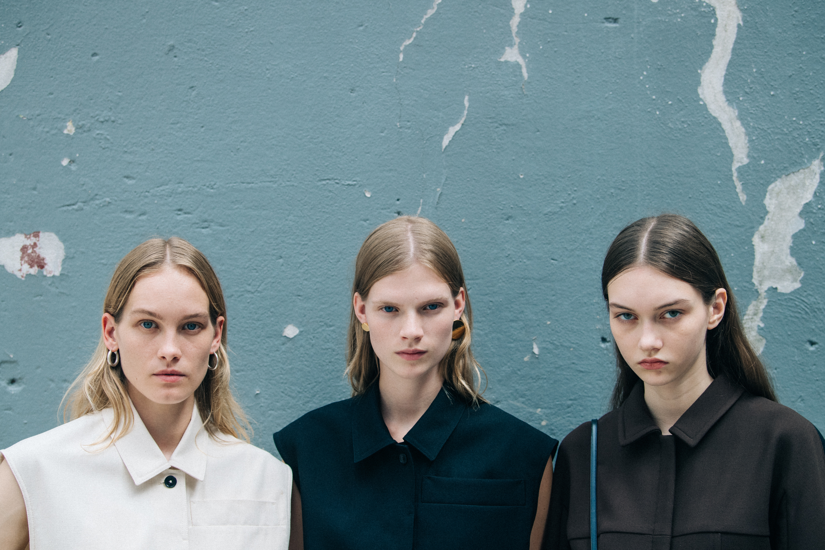 Sara Eirud backstage at Jil Sander