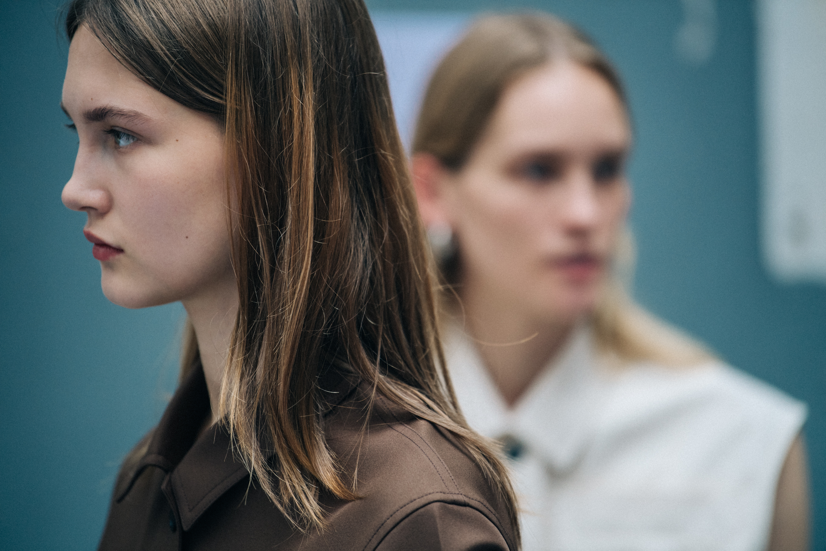 Model wearing brown Jil Sander outfit