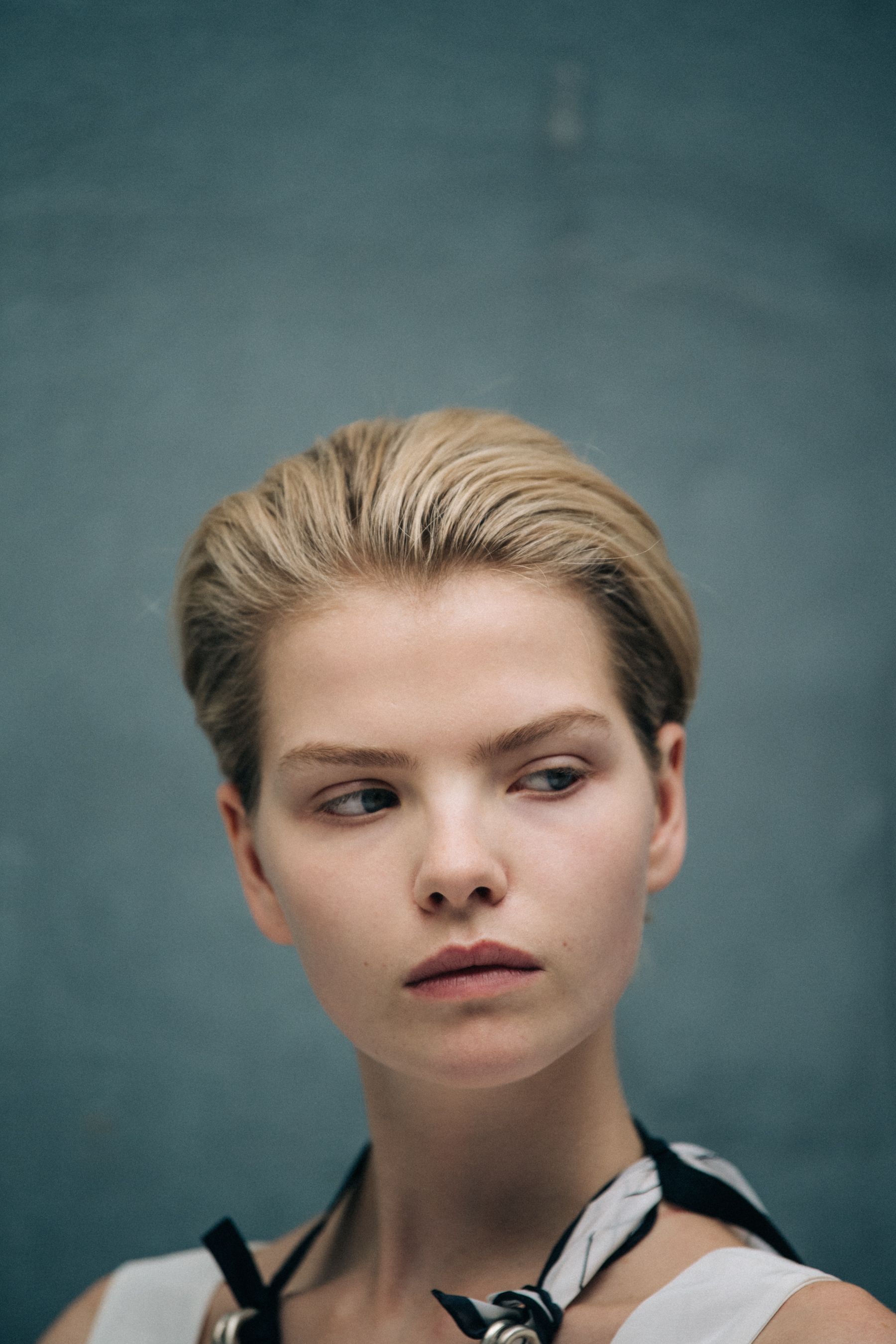 Model wearing white Jil Sander outfit