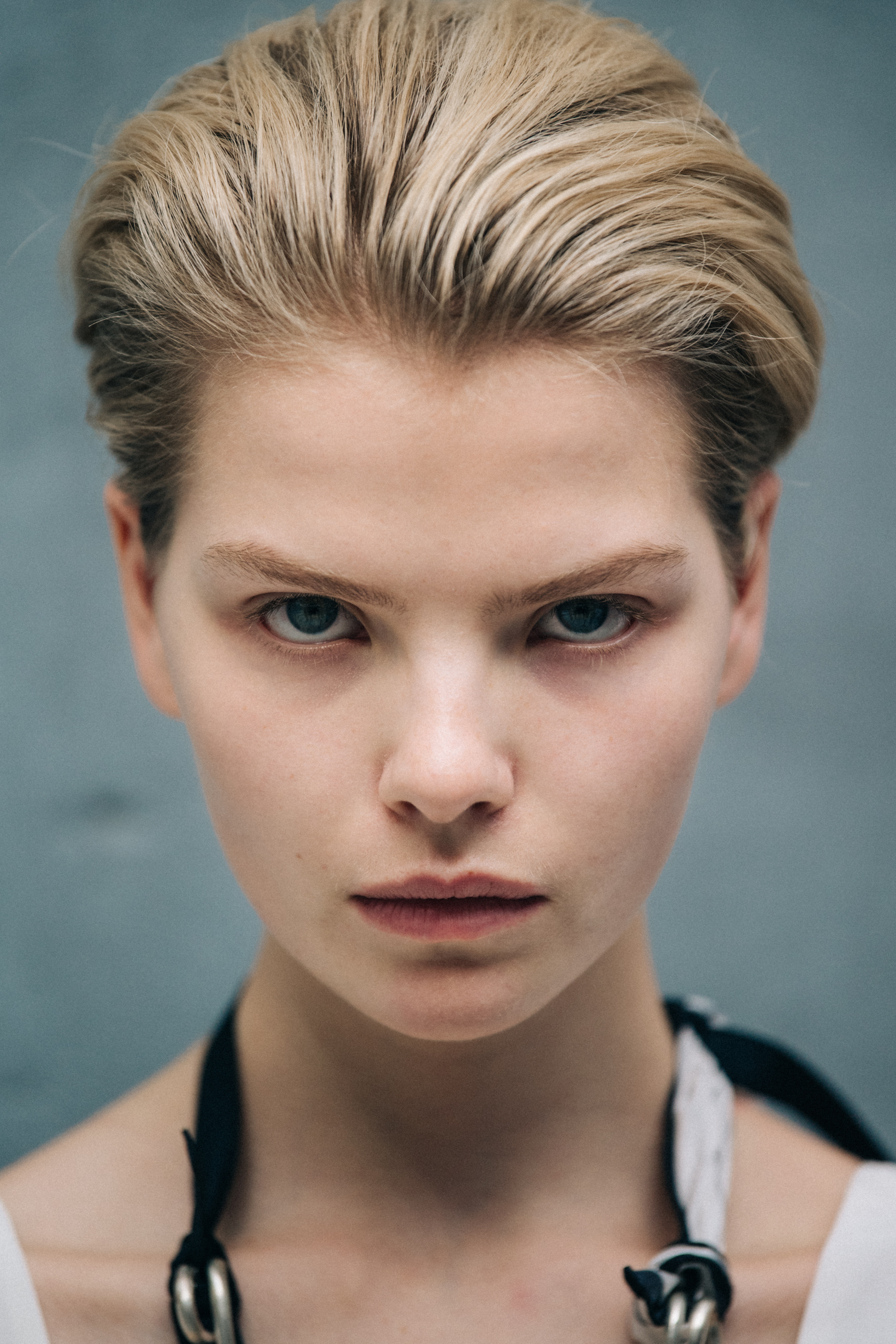 Portrait of model with blonde hair