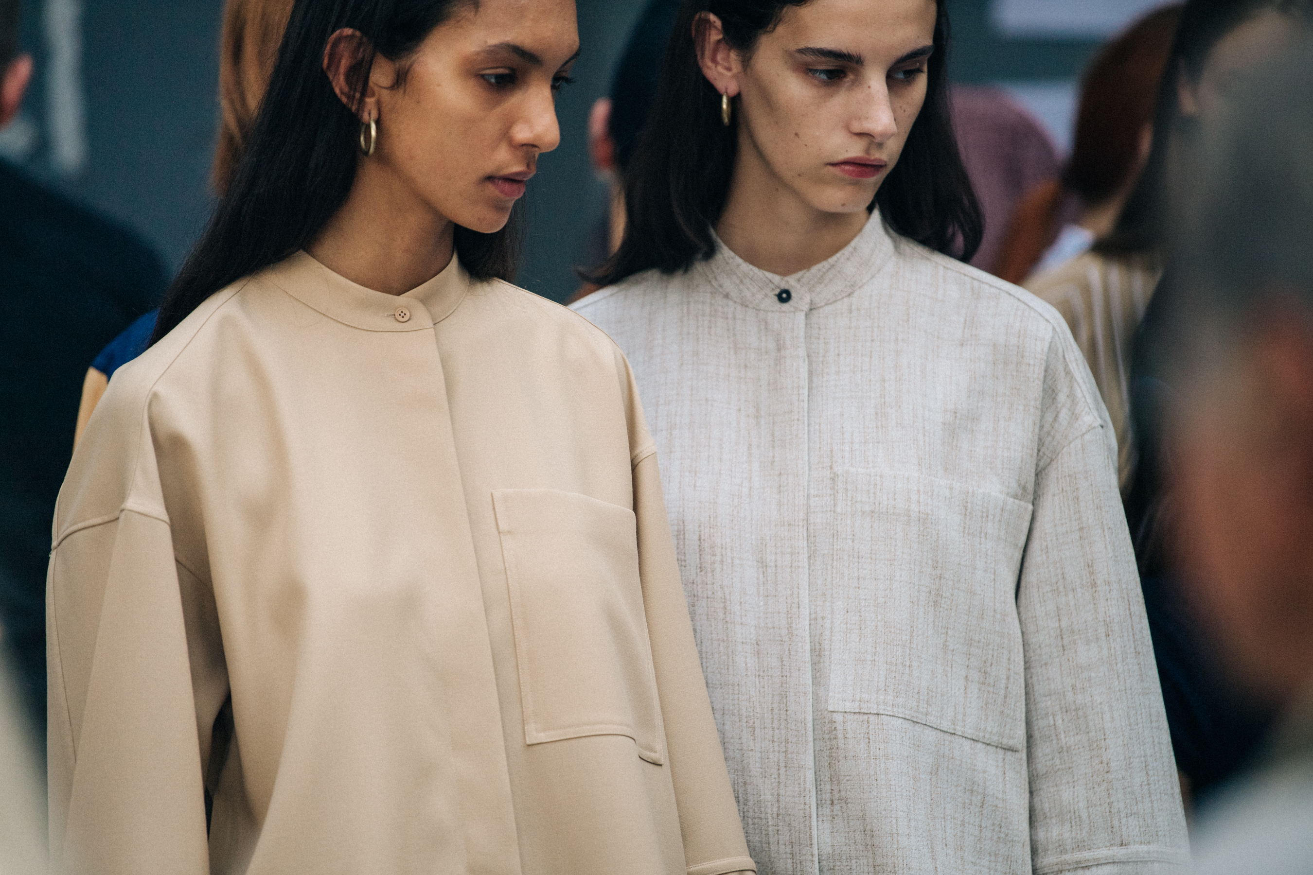 Model wearing white Jil Sander outfit