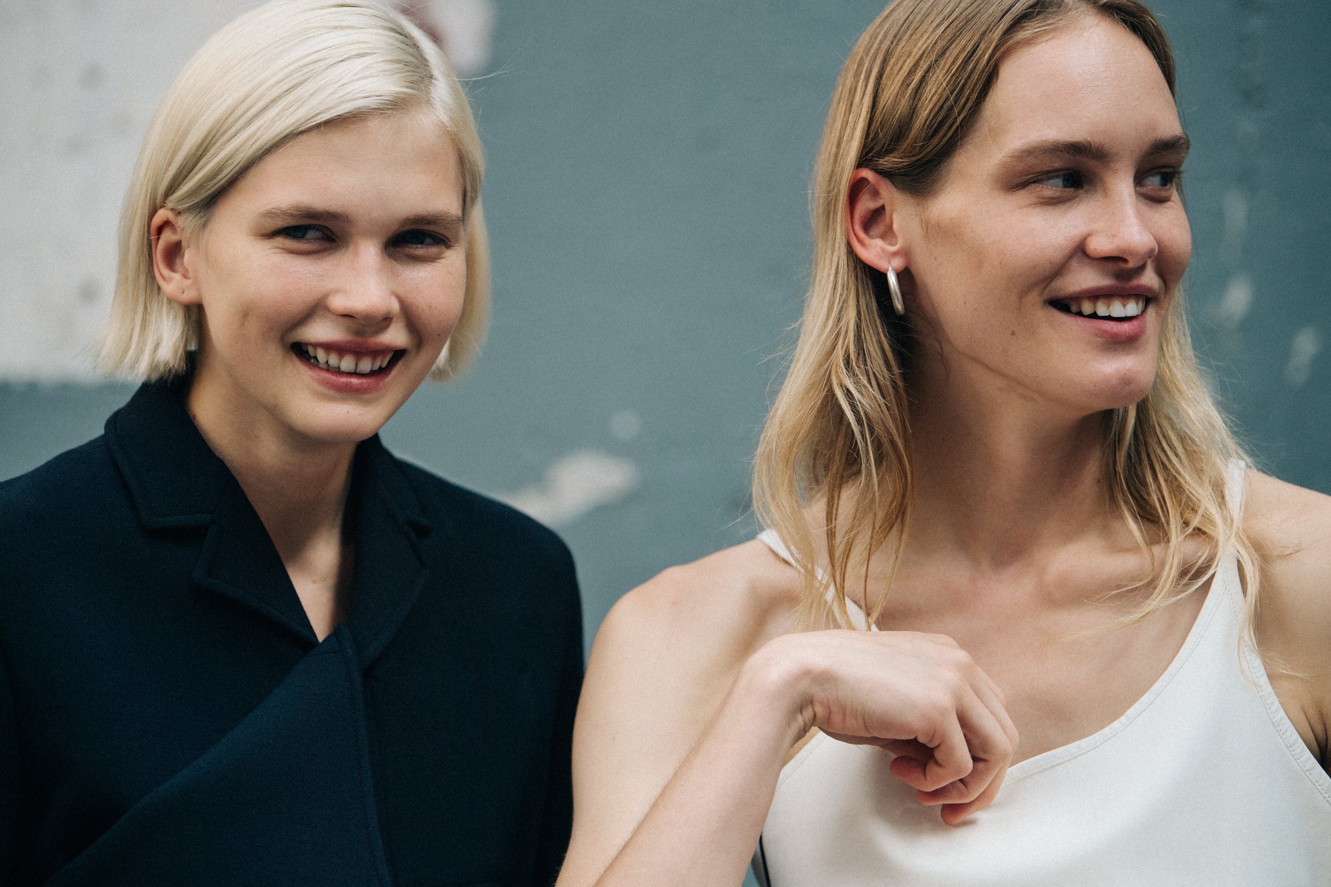 Models wearing blue Jil Sander outfit