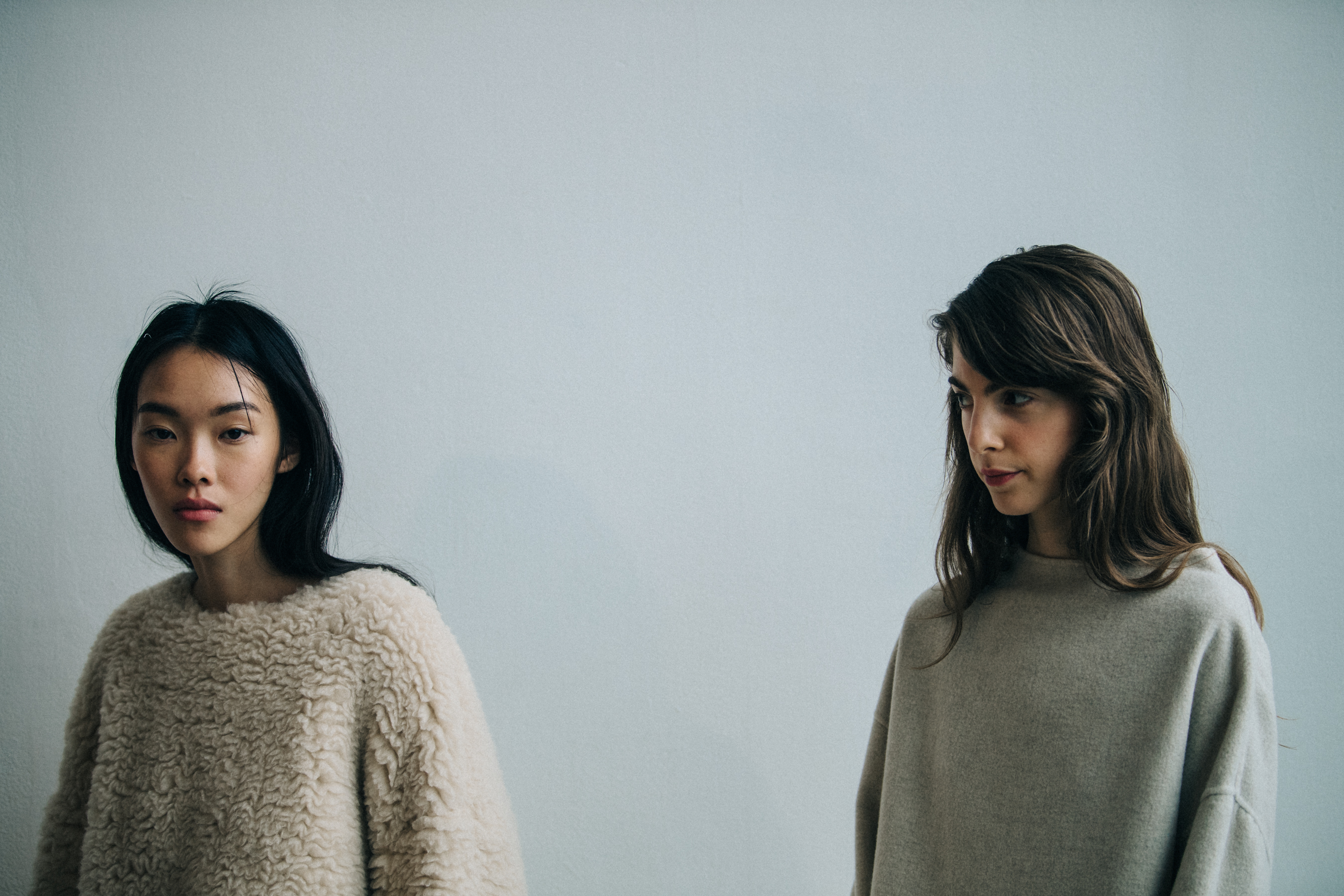 Models wearing beige at Mansur Gavriel