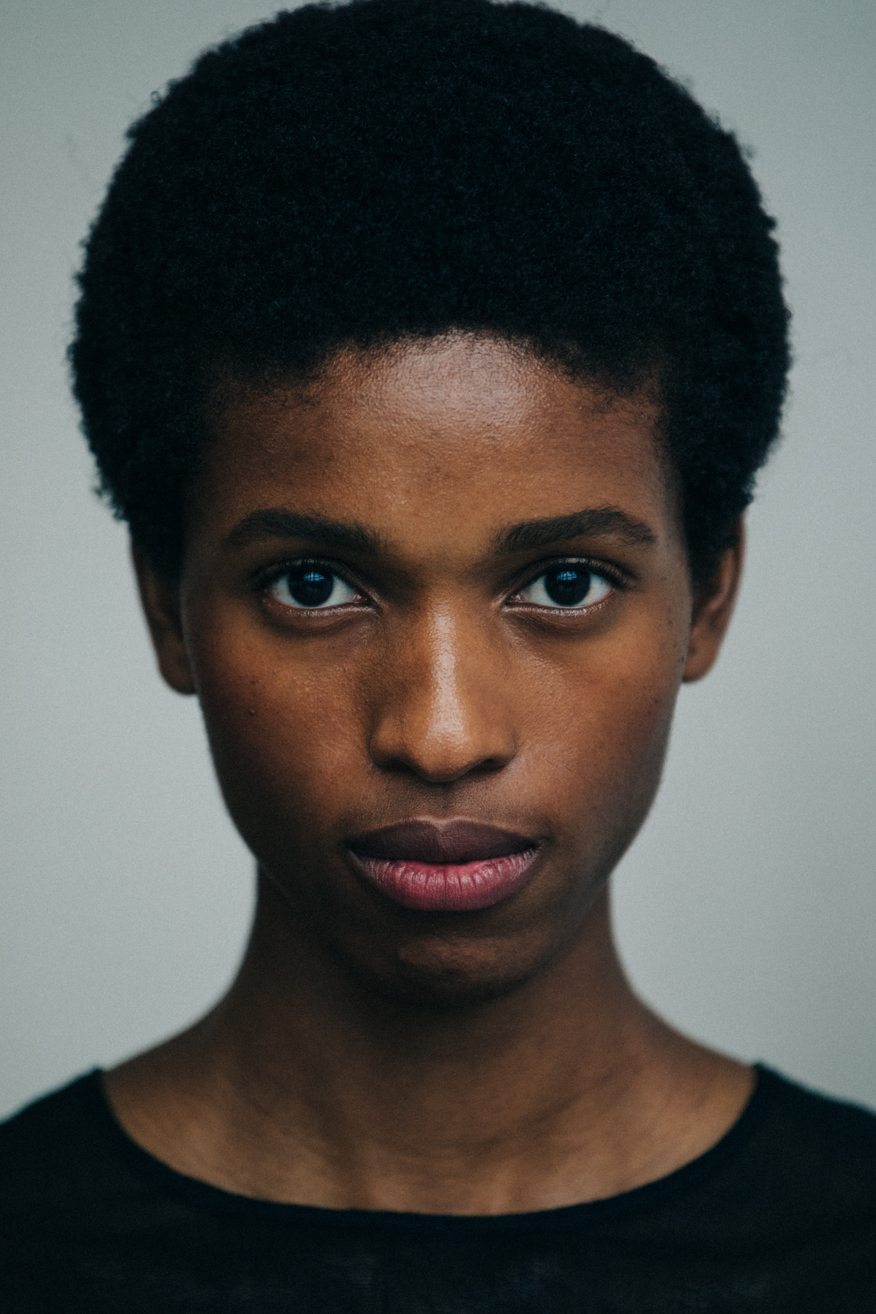 Portrait of model with short hair