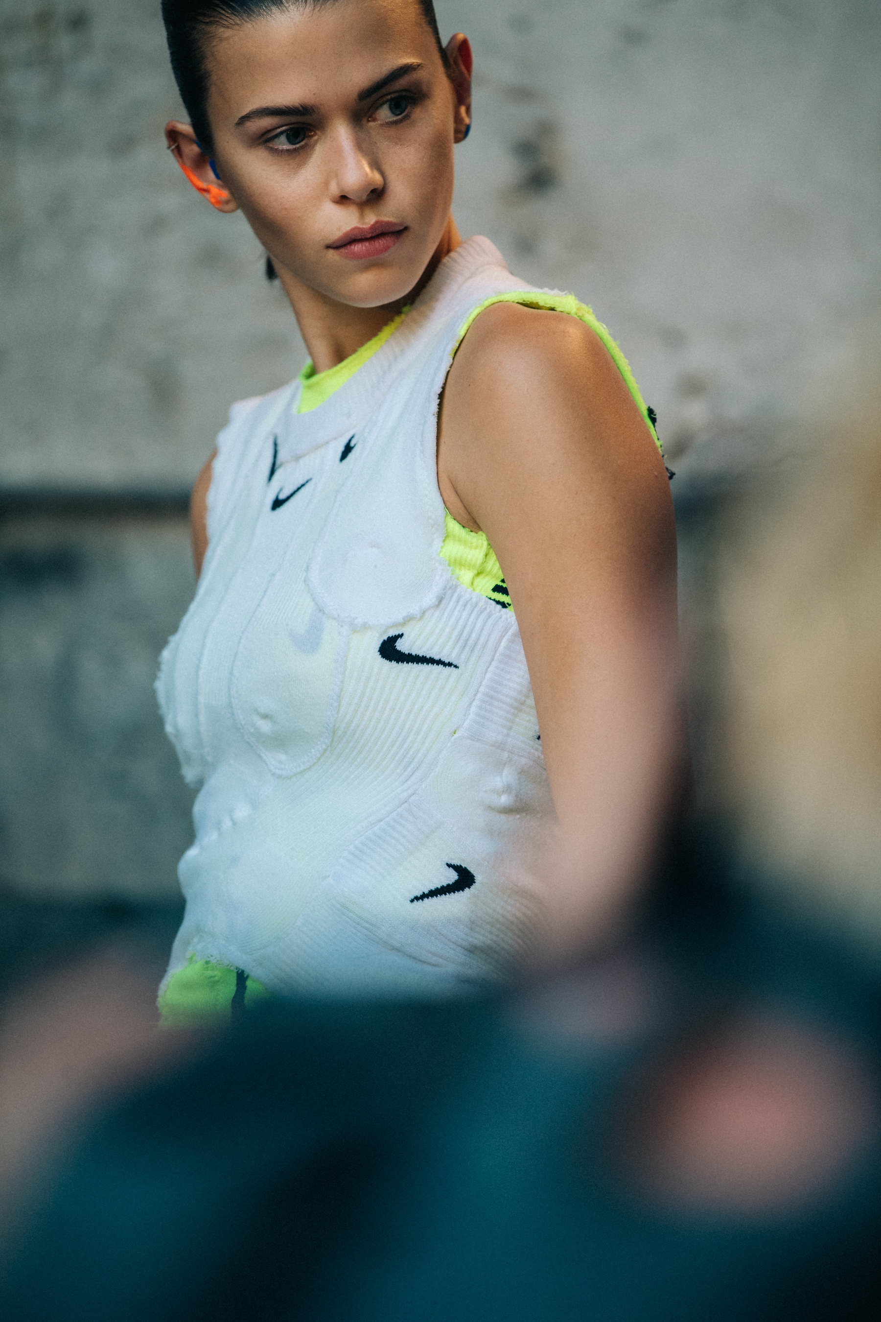 Georgia Fowler backstage at Off-White