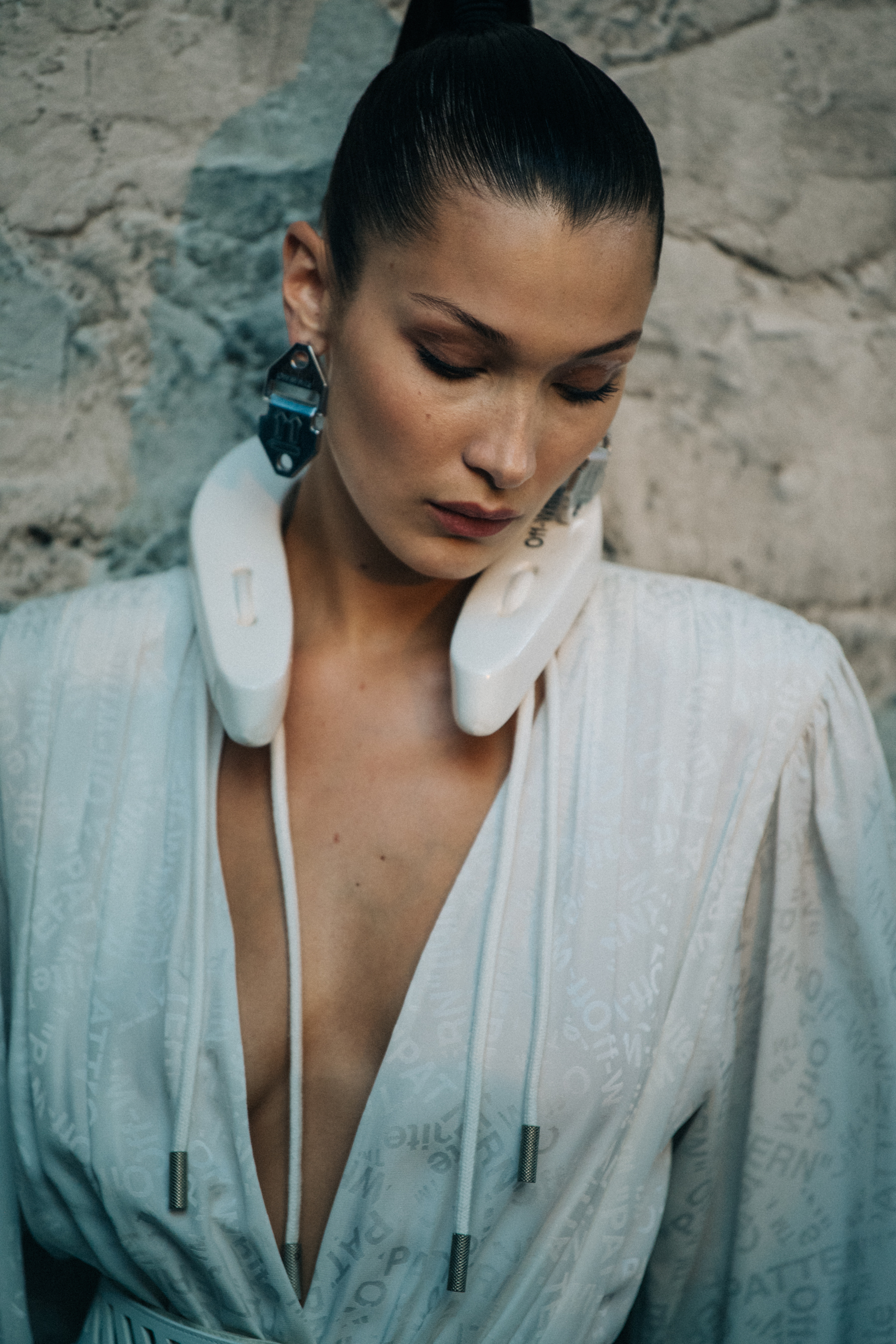 Bella Hadid backstage at Off-White