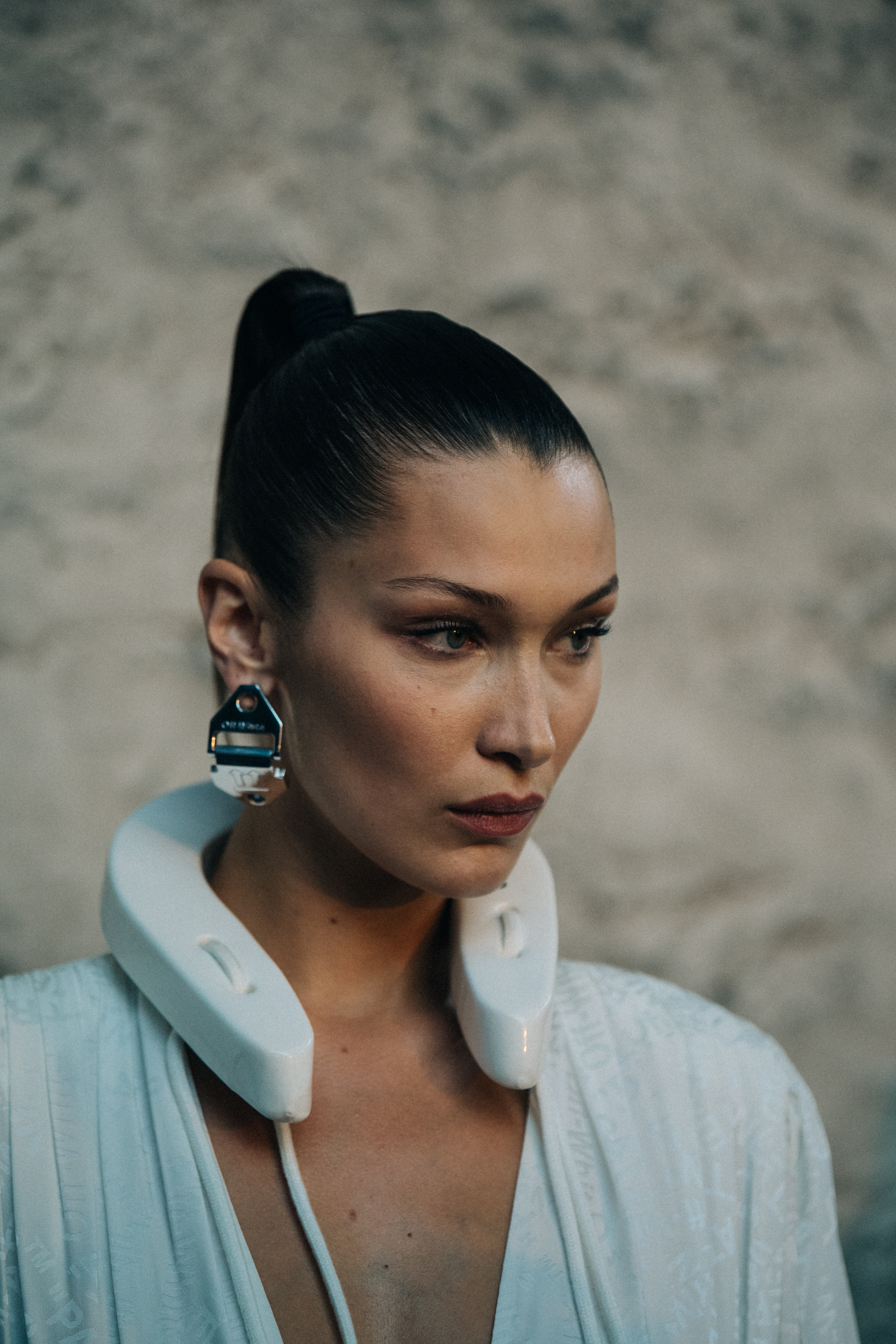 Bella Hadid backstage at Off-White