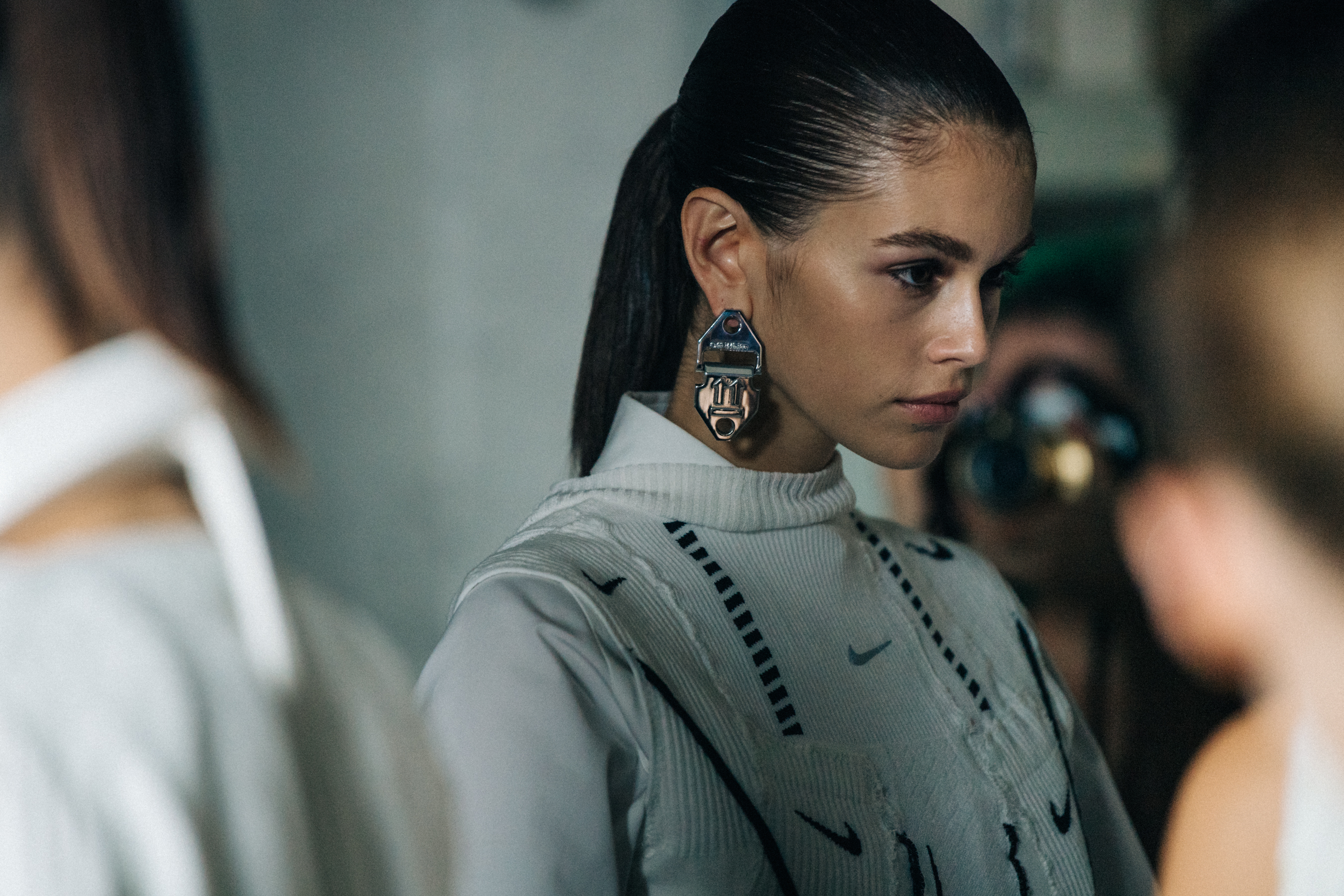 Kaia Gerber backstage at Off-White