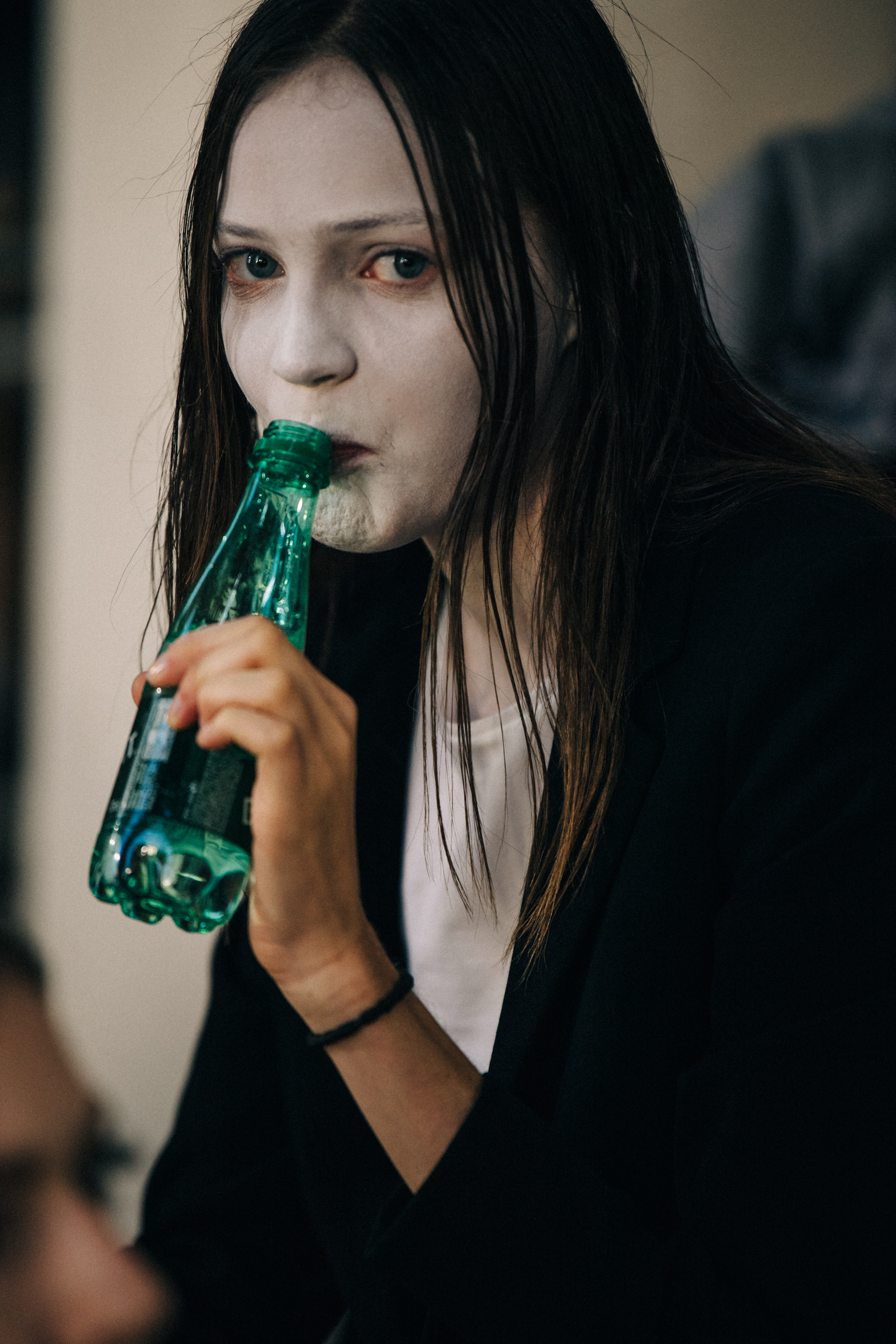 Model wearing face paint at Rick Owens