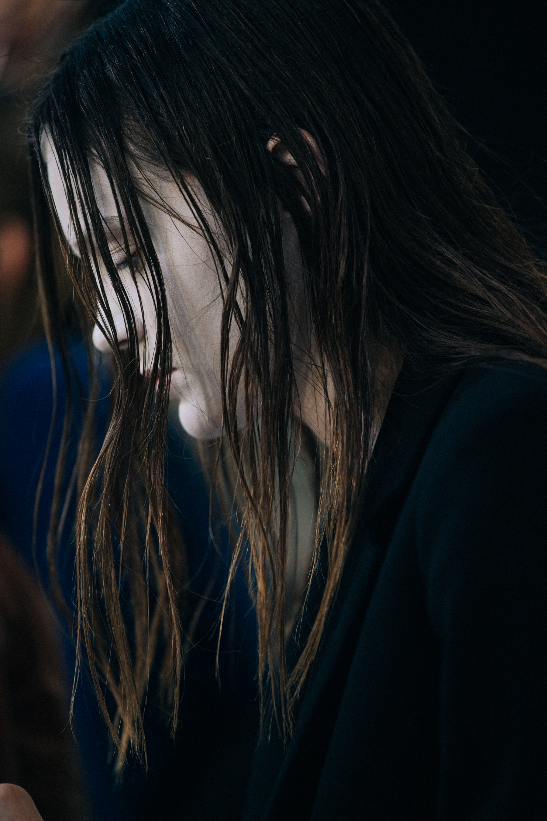Model wearing face paint at Rick Owens