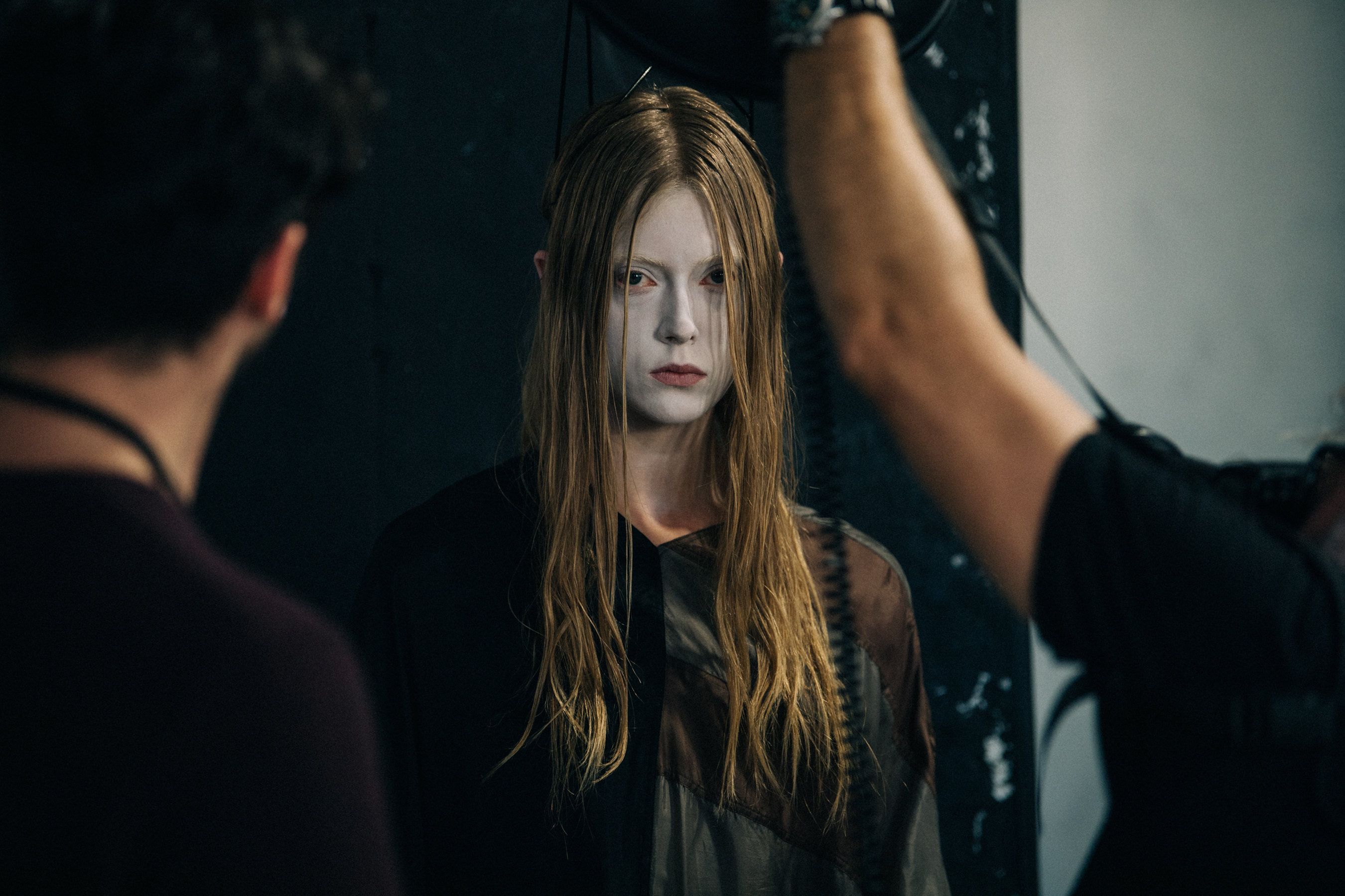 Model wearing face paint at Rick Owens