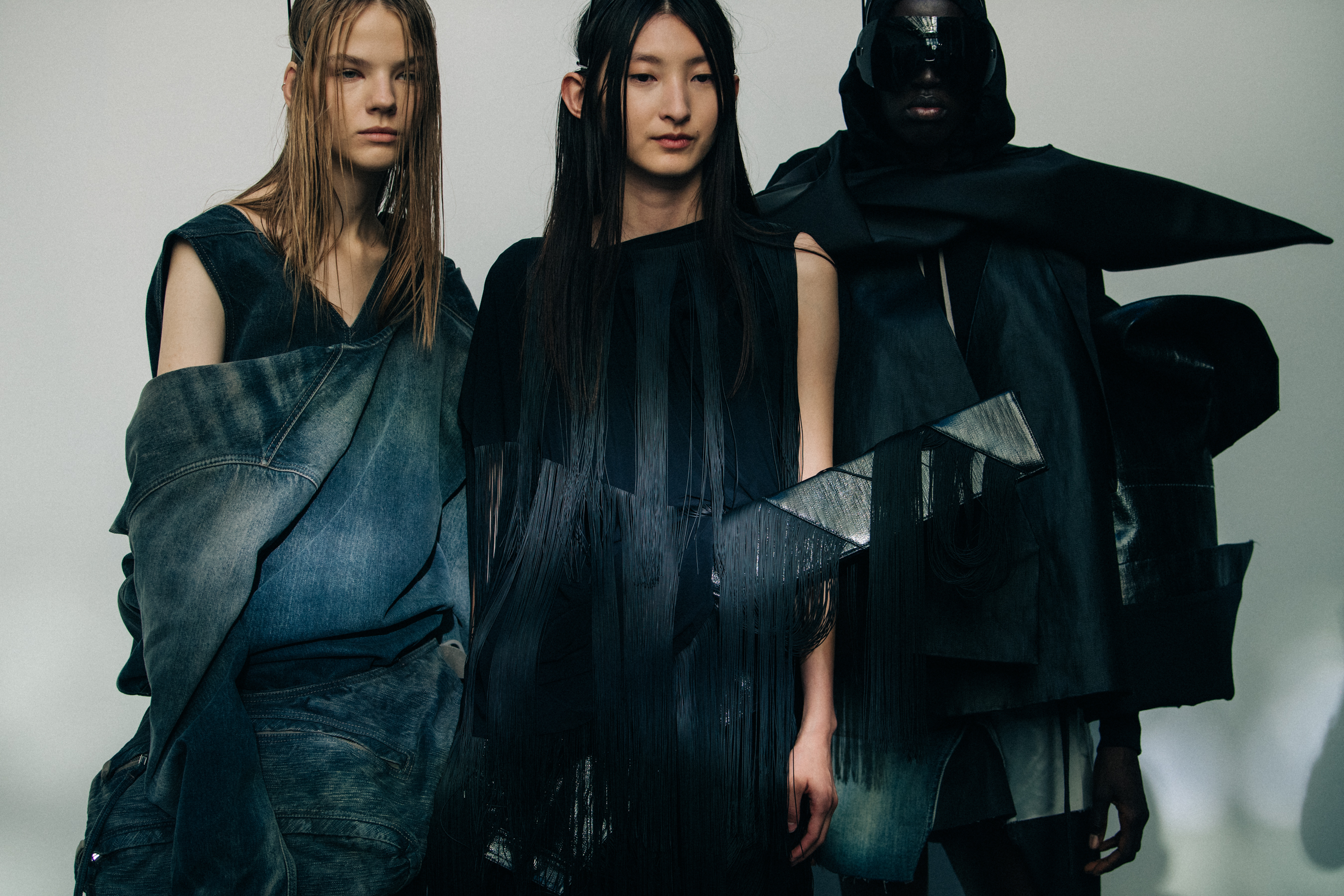 Models wearing black Rick Owens outfits