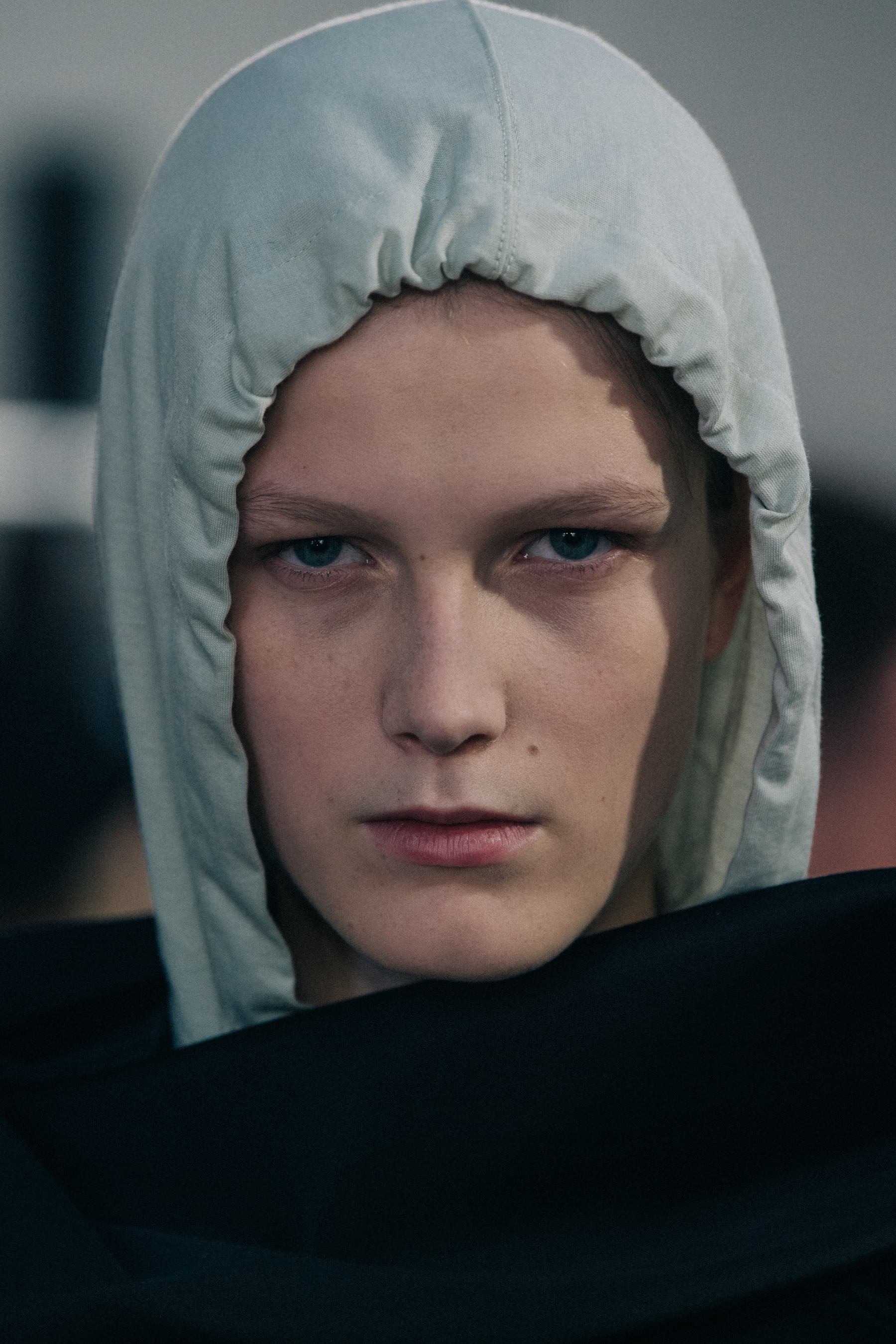 Tessa Bruinsma backstage at Rick Owens
